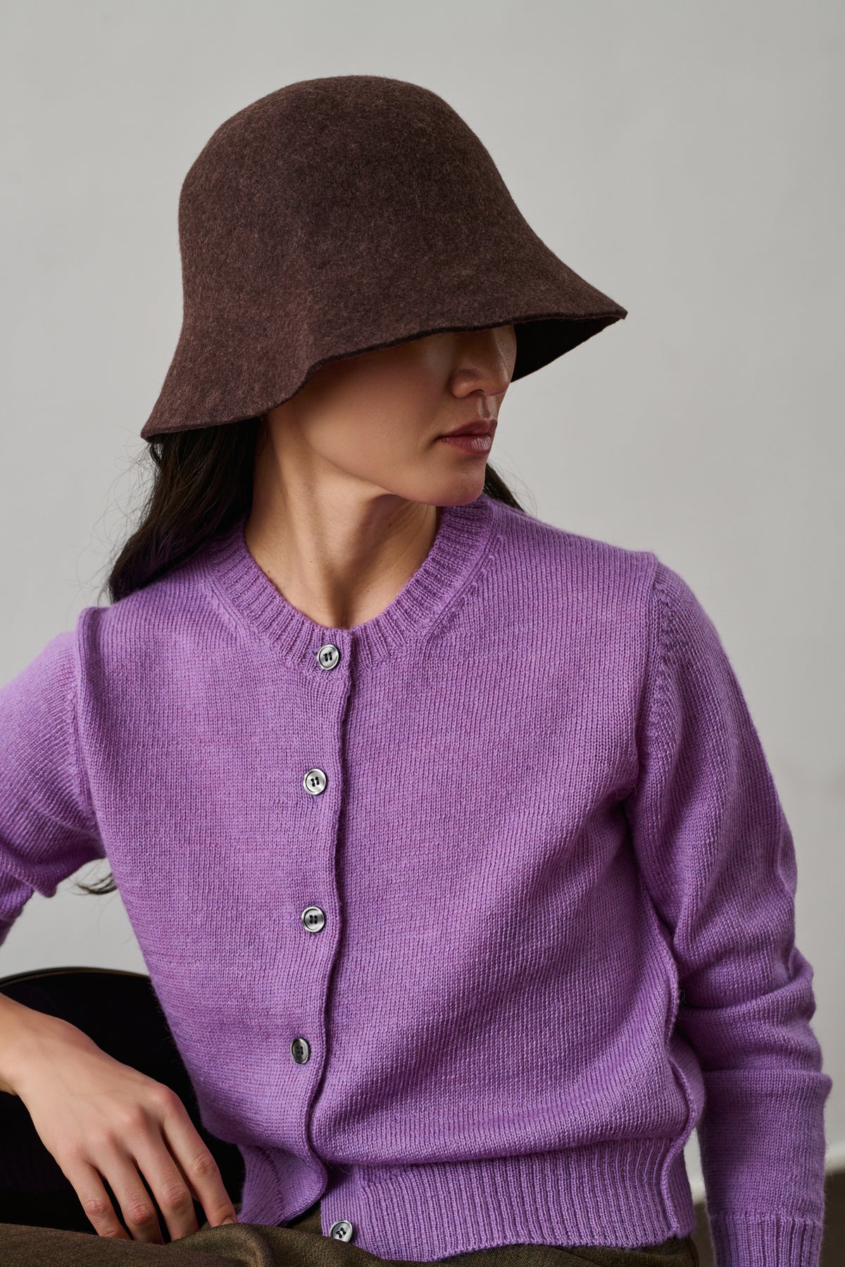 Cardigan Griffith - Lilas - Laine - Femme vue 5