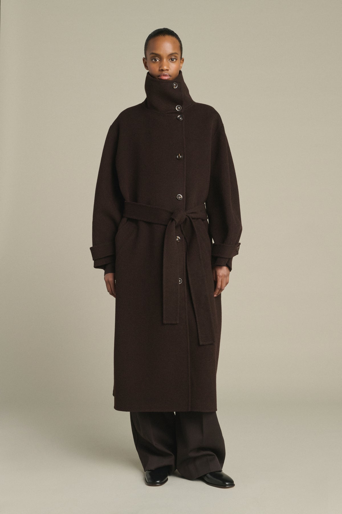 Manteau James - Marron Foncé - Laine - Femme vue 1