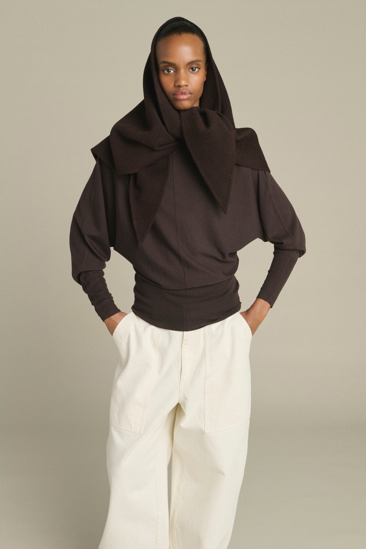 Cape Jamelia - Marron Foncé - Laine - Femme vue 4