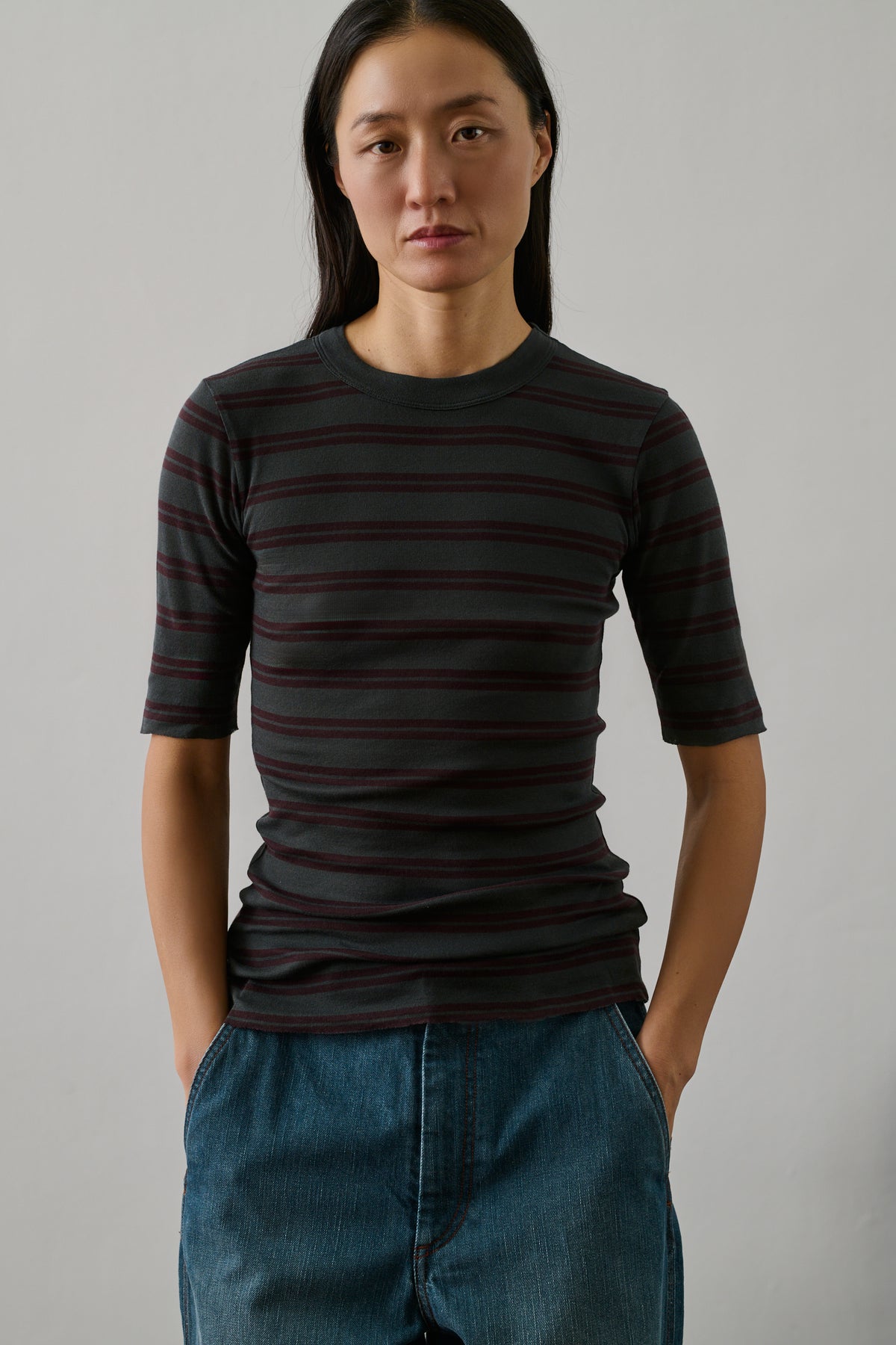 Camiseta Gloria - Berenjena/Antracita - Algodón - Mujer