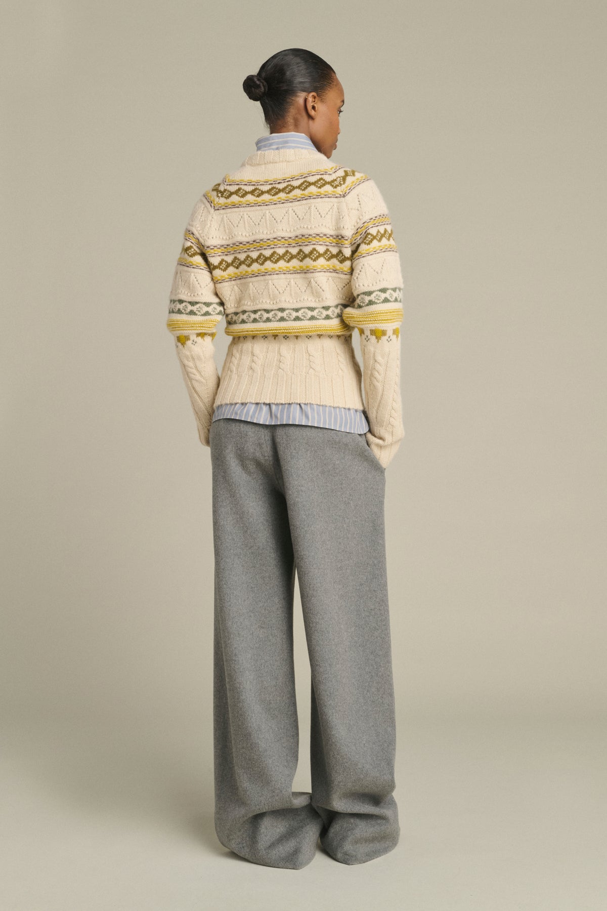Pull Luis - Multico Beige - Laine Mérinos - Femme vue 2