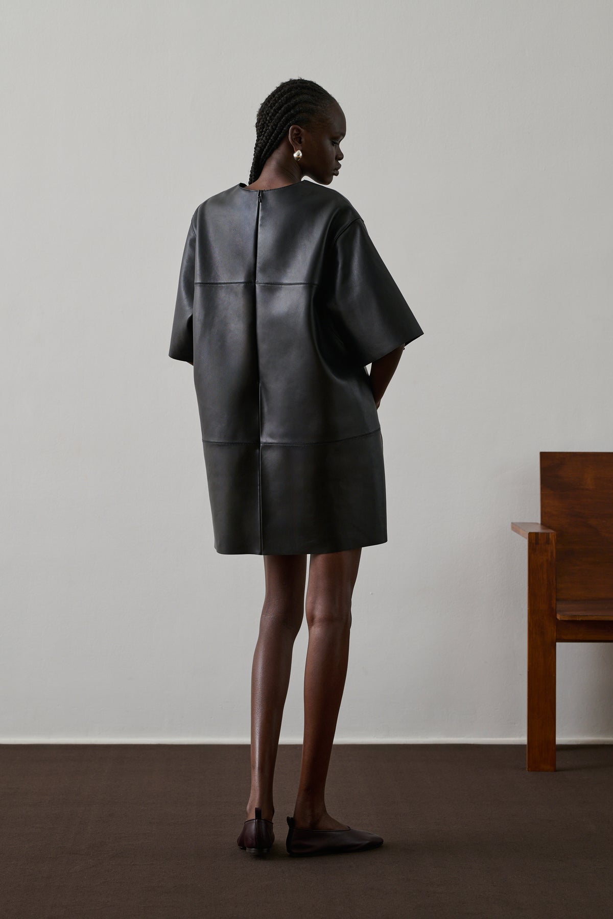 Robe Gisele - Noir - Cuir - Femme vue 2