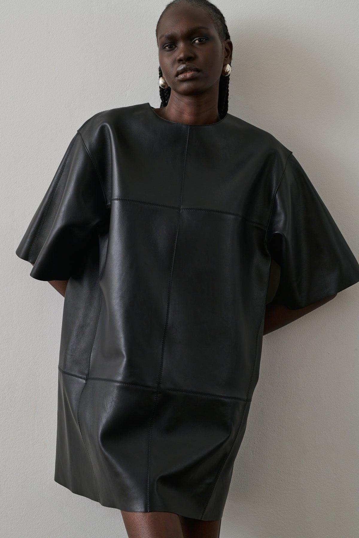 Robe Gisele - Noir - Cuir - Femme vue 3