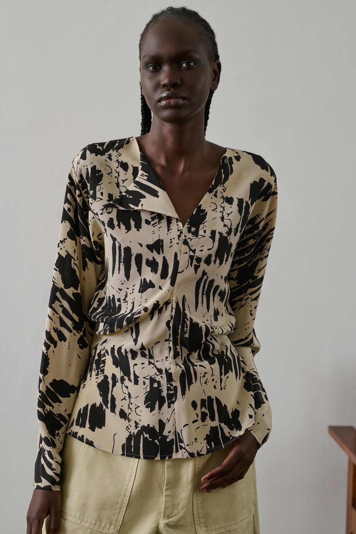 Blouse Feryel - Jaune Pâle/Noir - Soie - Femme vue 5