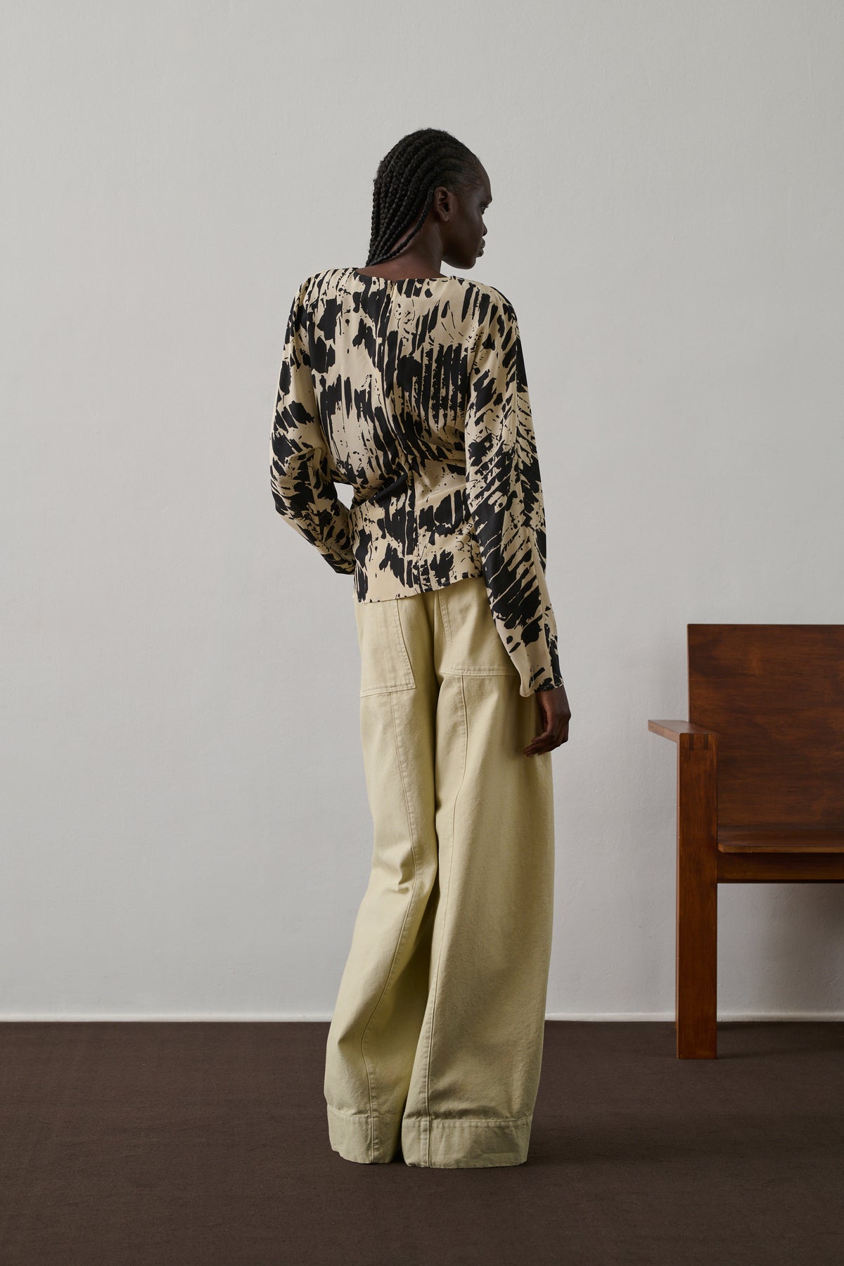 Blouse Feryel - Jaune Pâle/Noir - Soie - Femme vue 2