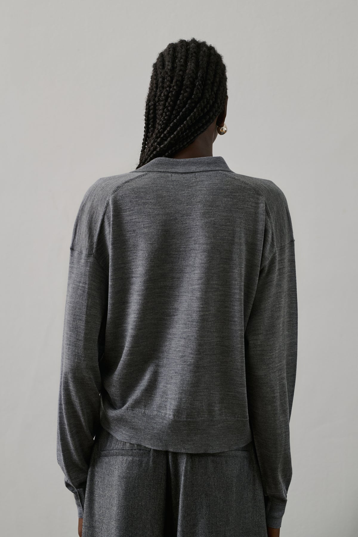 Fleming Polo - Heather Grey - Wool - Women vue 3