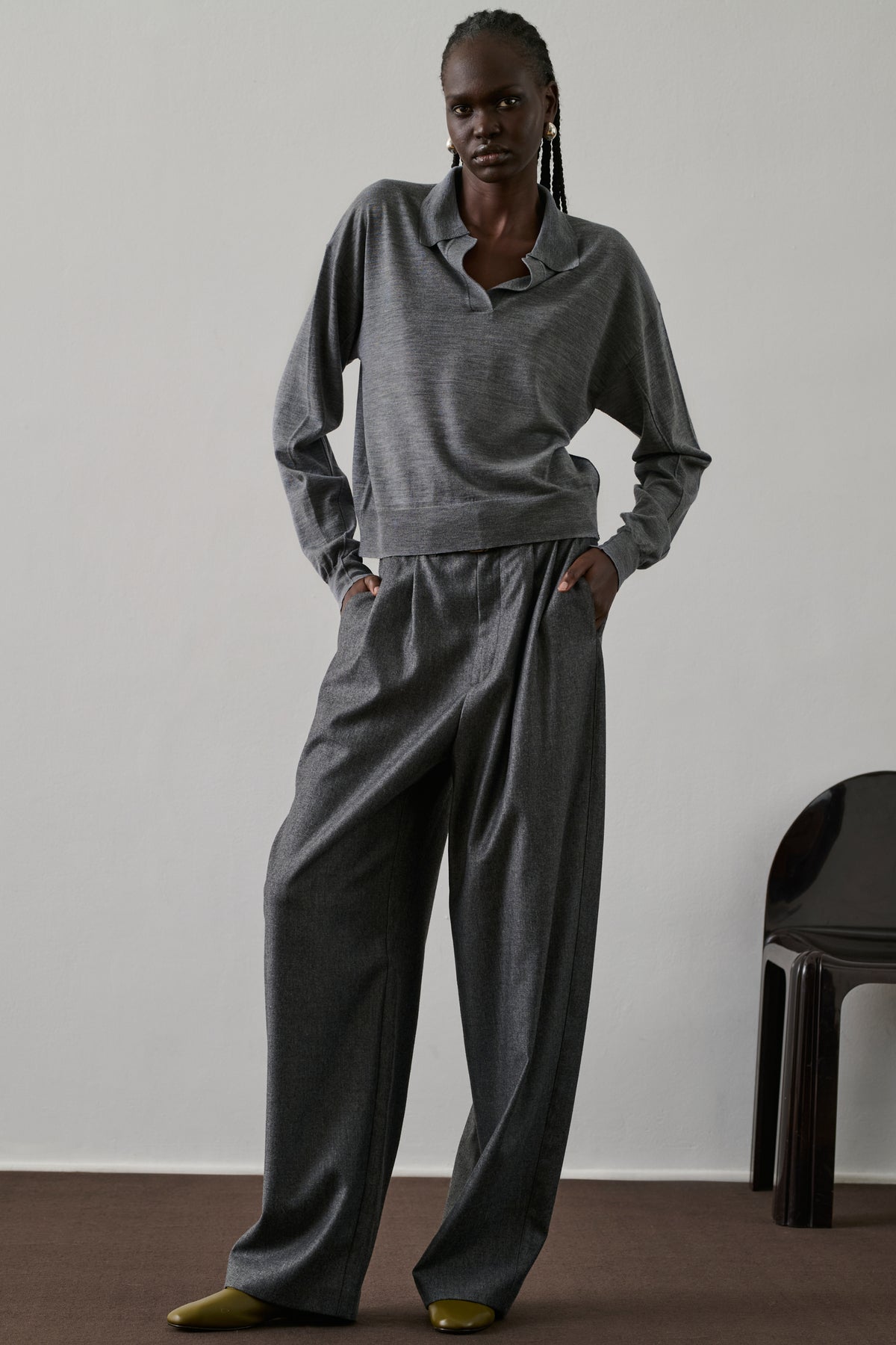 Fleming Polo - Heather Grey - Wool - Women vue 1