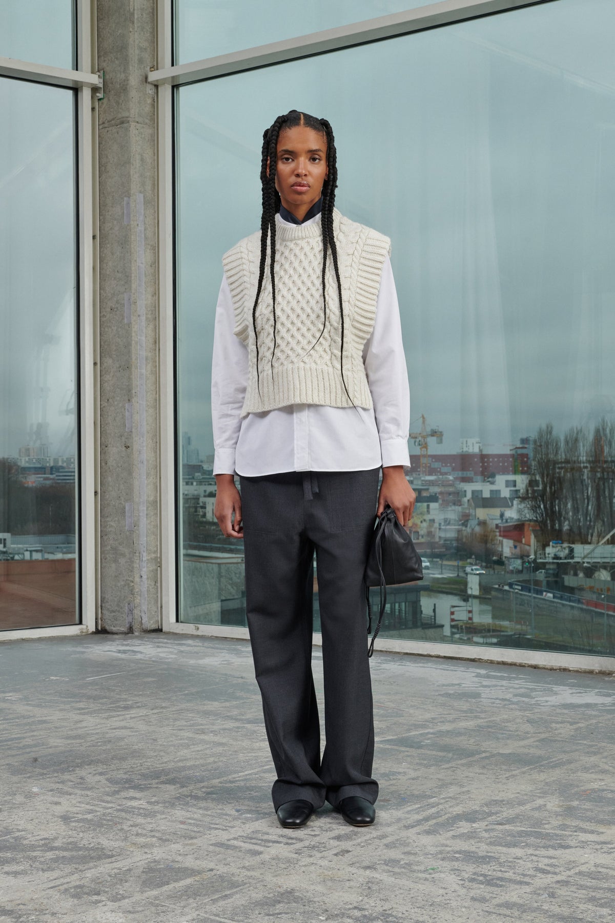 TROUSERS VIVIAN DARK MARL GREY vue 1
