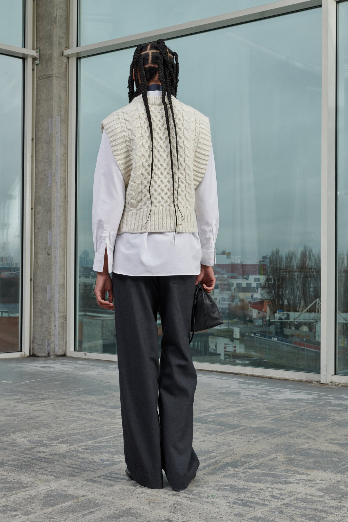 TROUSERS VIVIAN DARK MARL GREY vue 2