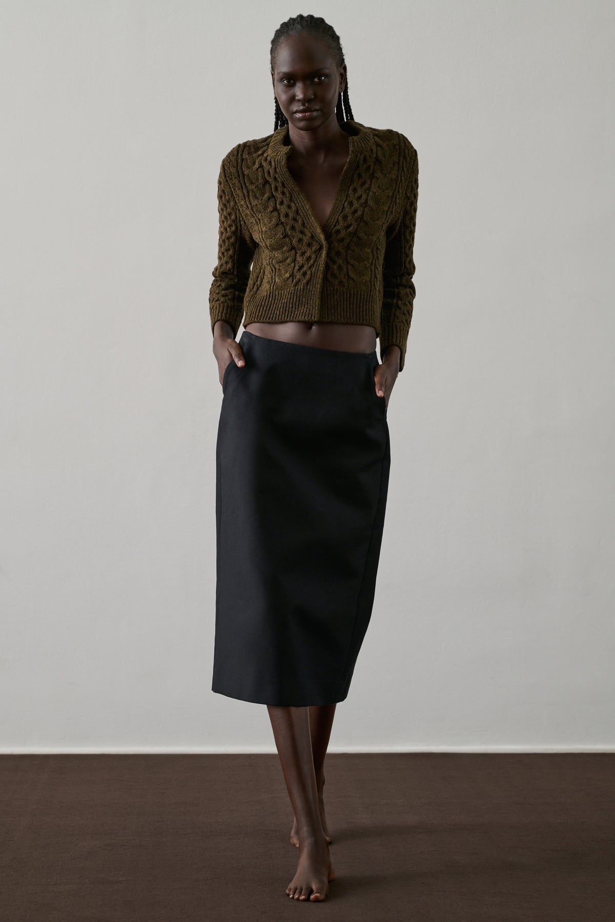 Conrad Cardigan - Khaki Marl - Wool - Women
