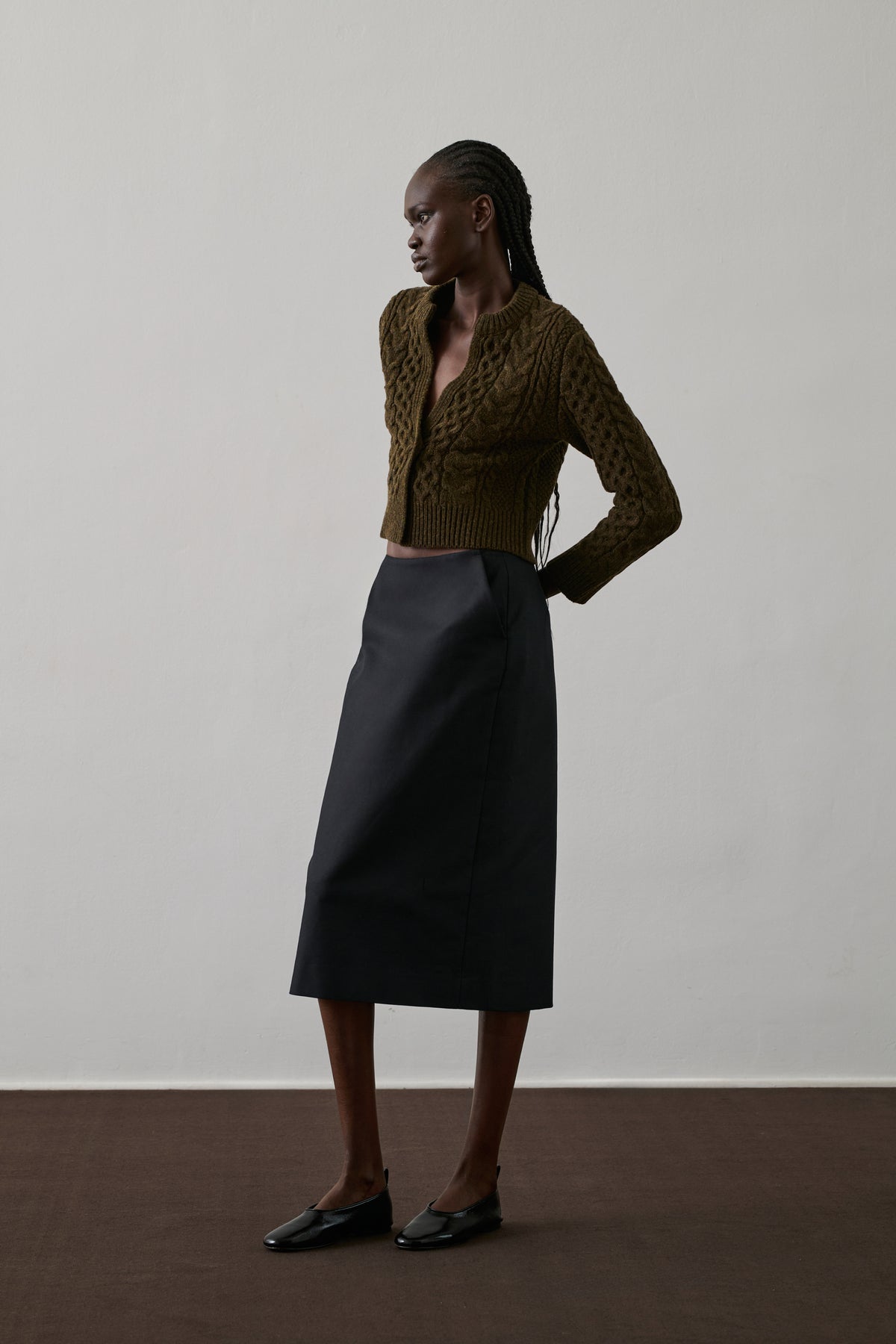 Conrad Cardigan - Khaki Marl - Wool - Women vue 3