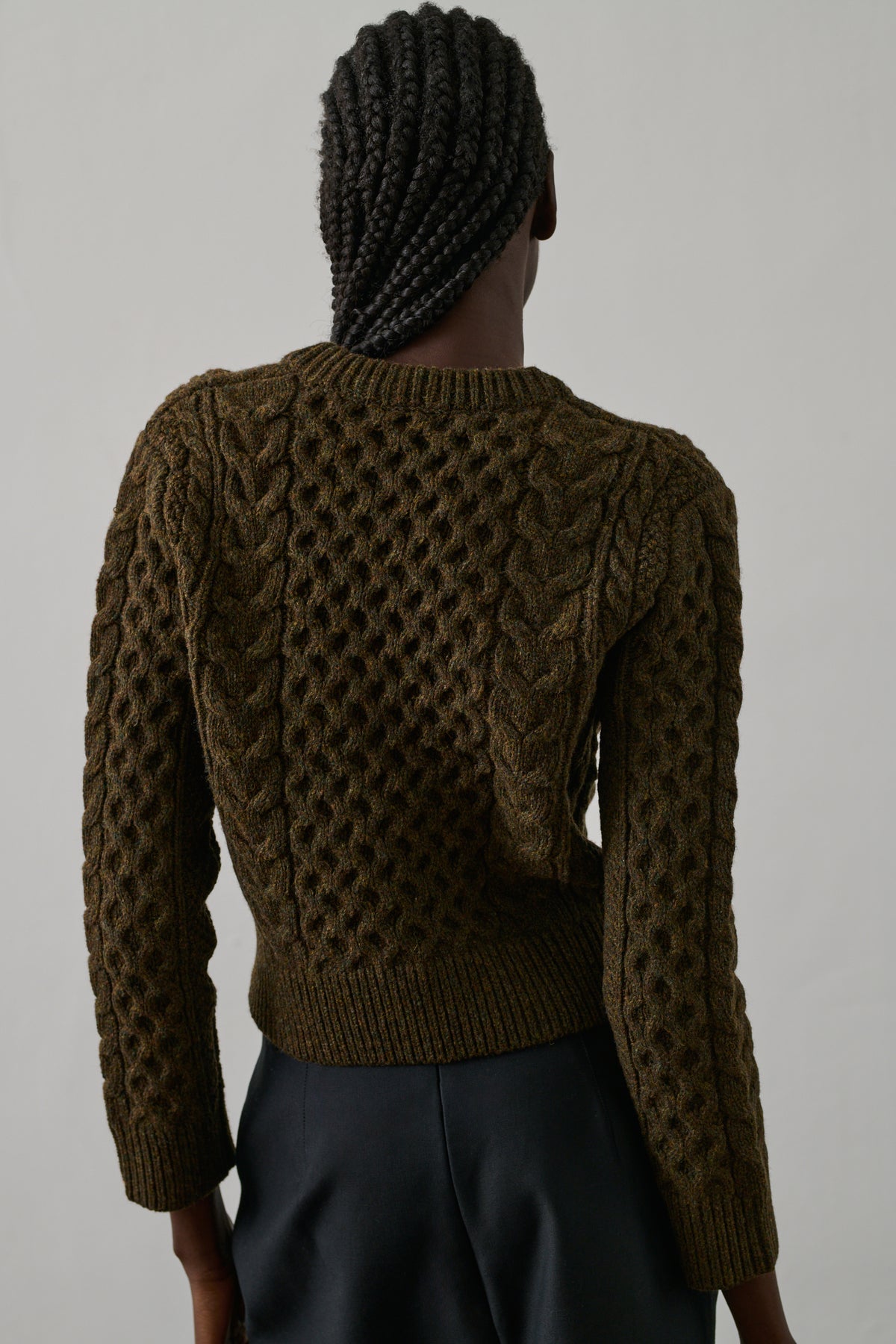 Conrad Cardigan - Khaki Marl - Wool - Women vue 4
