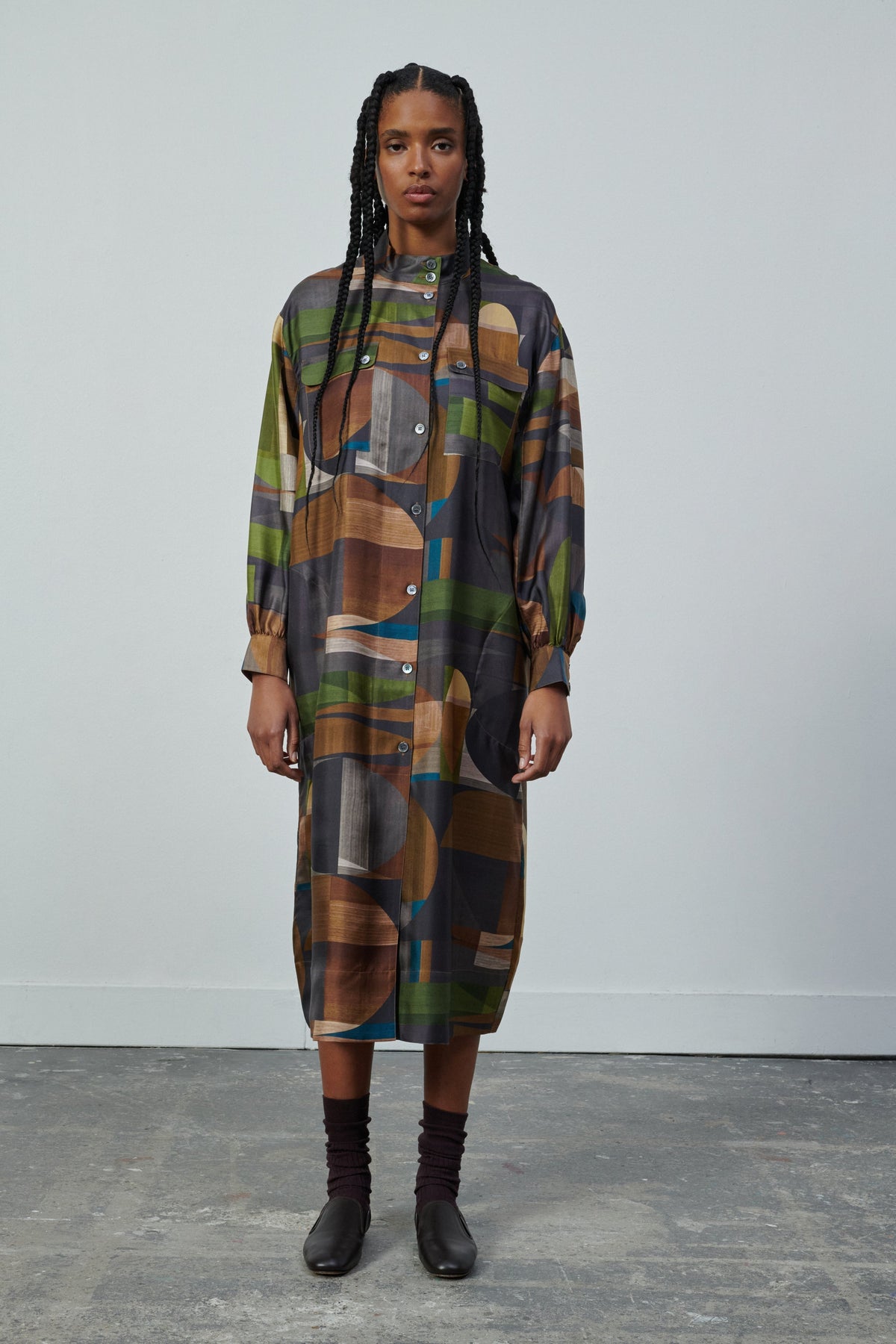 ROBE VEDA VERT/MARRON vue 2