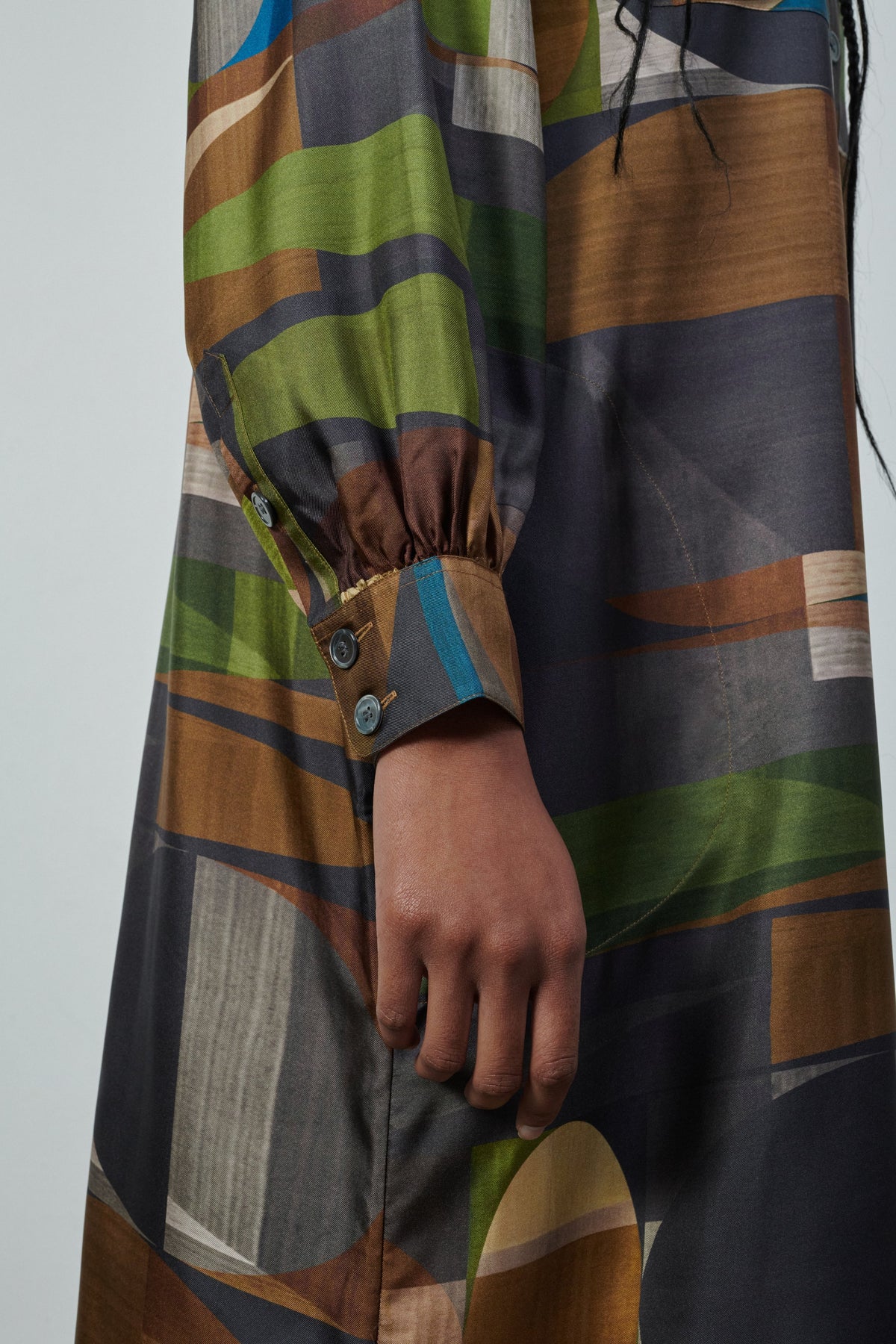 ROBE VEDA VERT/MARRON vue 3