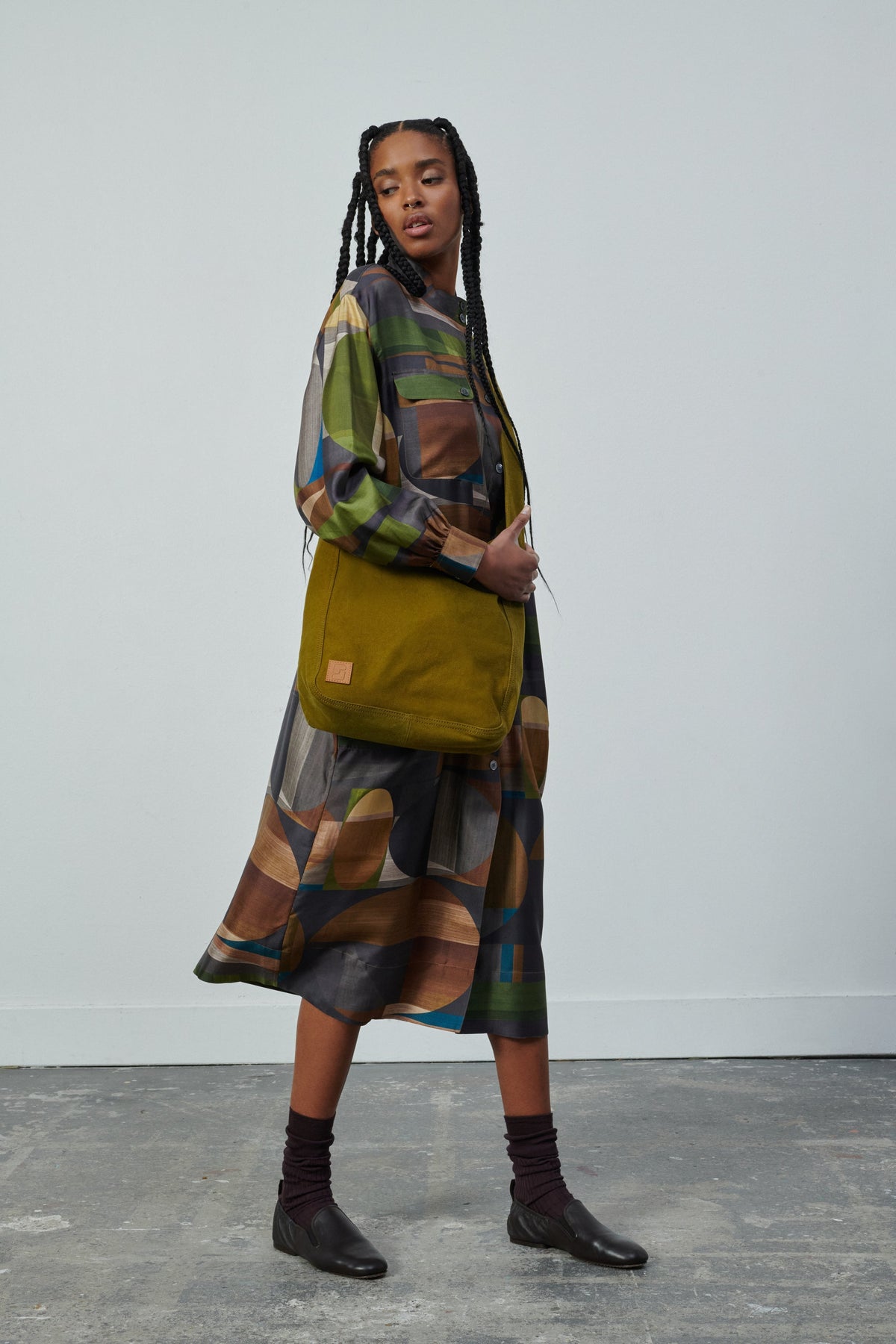 ROBE VEDA VERT/MARRON