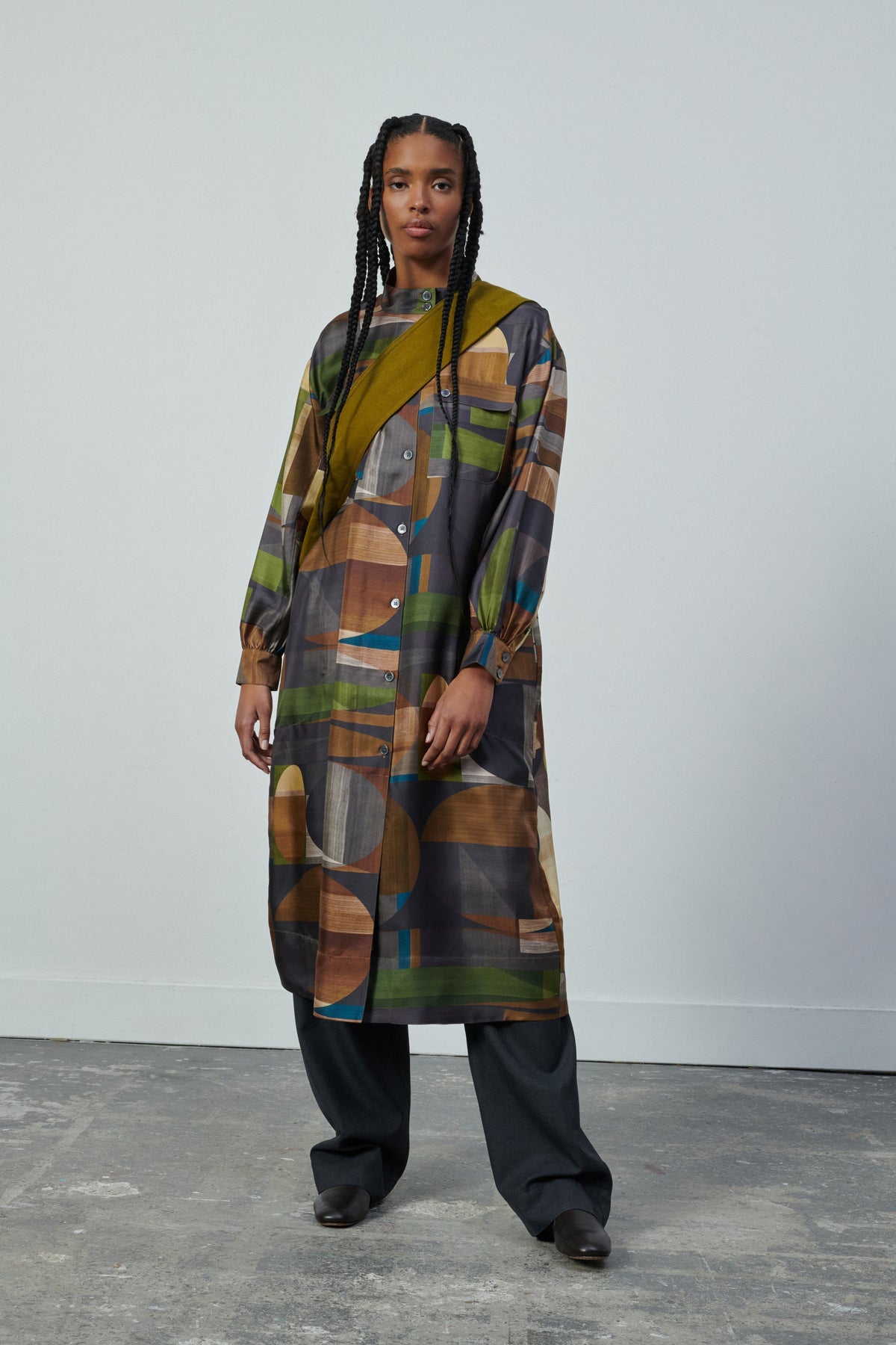 ROBE VEDA VERT/MARRON