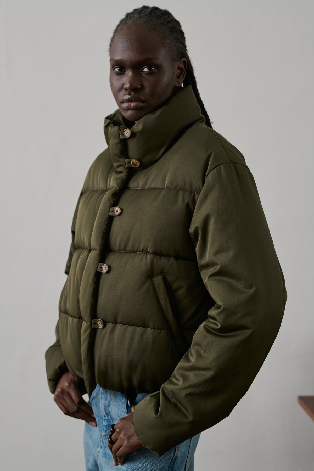 Flore puffer jacket - Khaki - Women vue 3