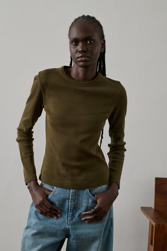 Flavie t-shirt - Dark Khaki - Cotton - Women
