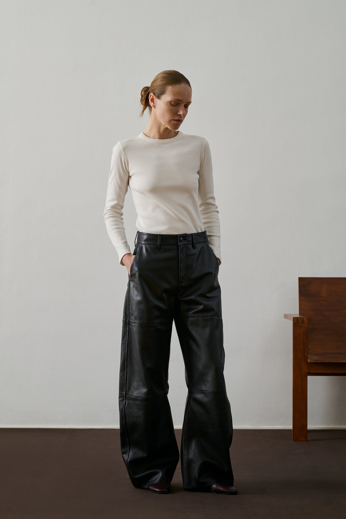 Fares Trousers - Black - Leather - Women
