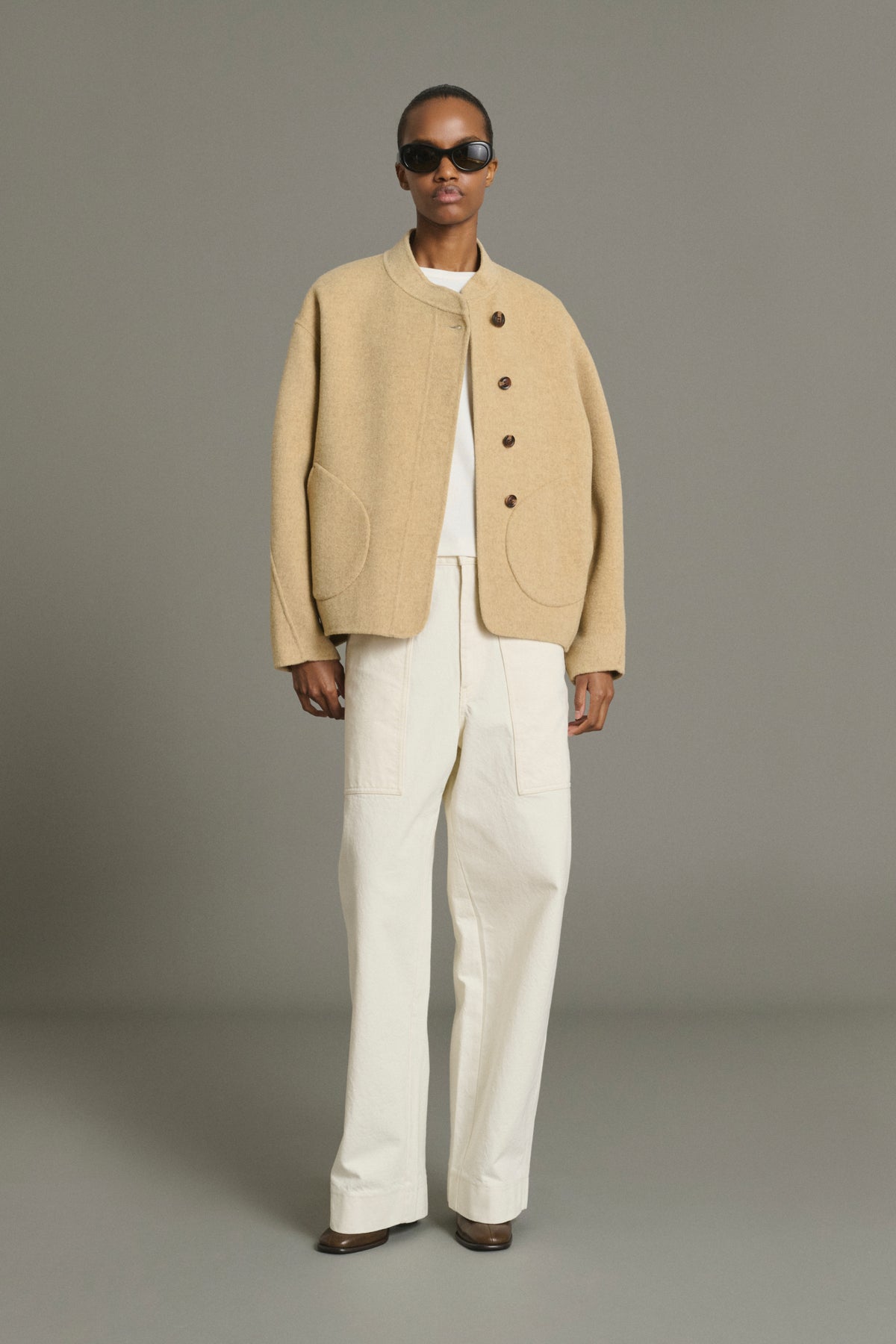 Manteau Windsor - Beige Chiné Laine Court Femme - Soeur vue 6