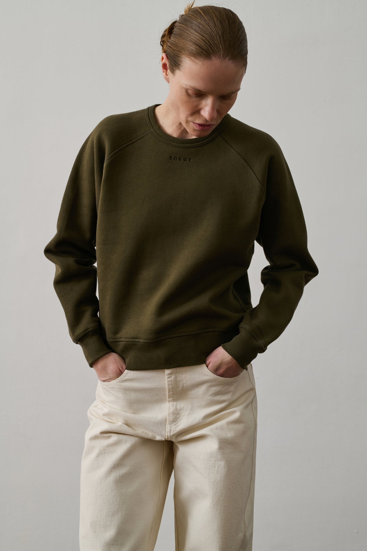 Sweatshirt Artemis - Kaki Foncé - Coton - Femme vue 2