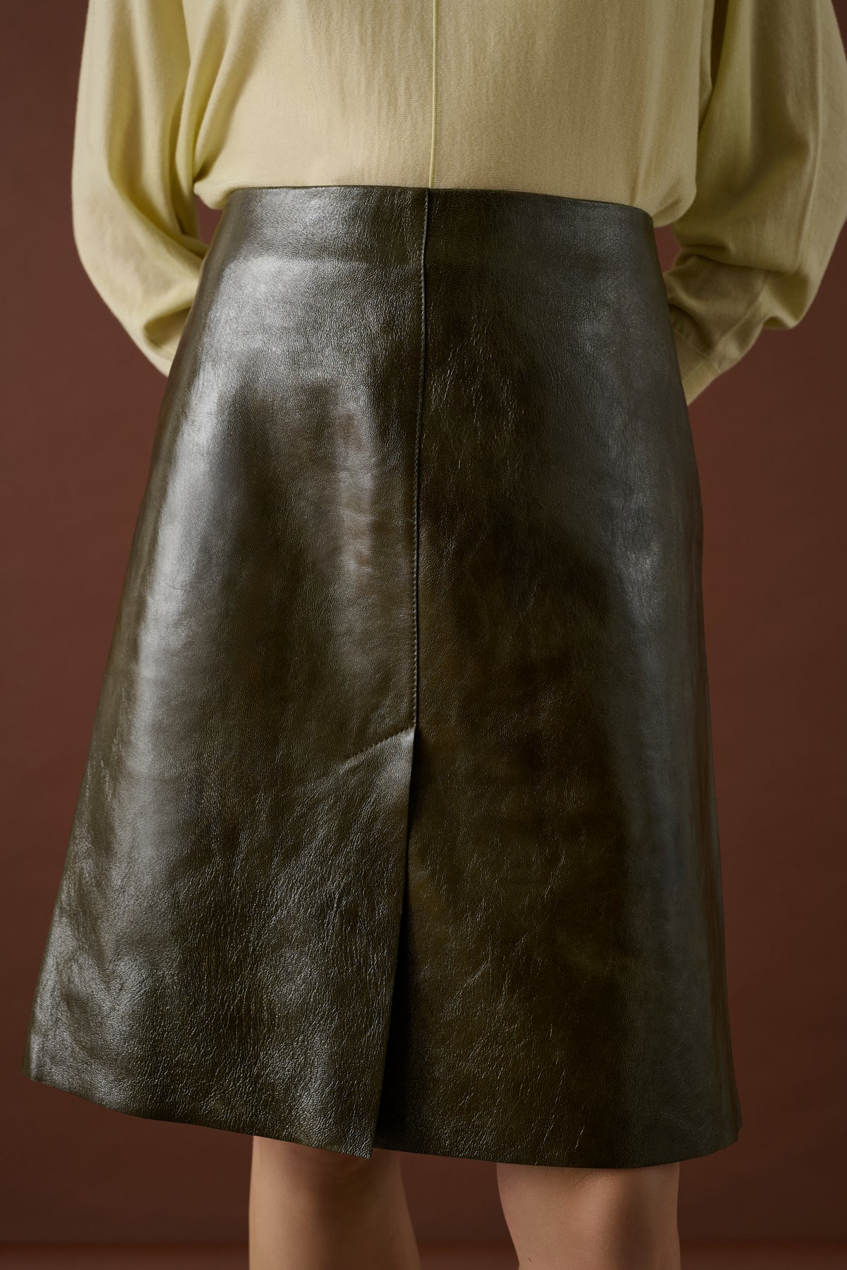 Liv skirt - Olive Green - Leather - Women vue 1