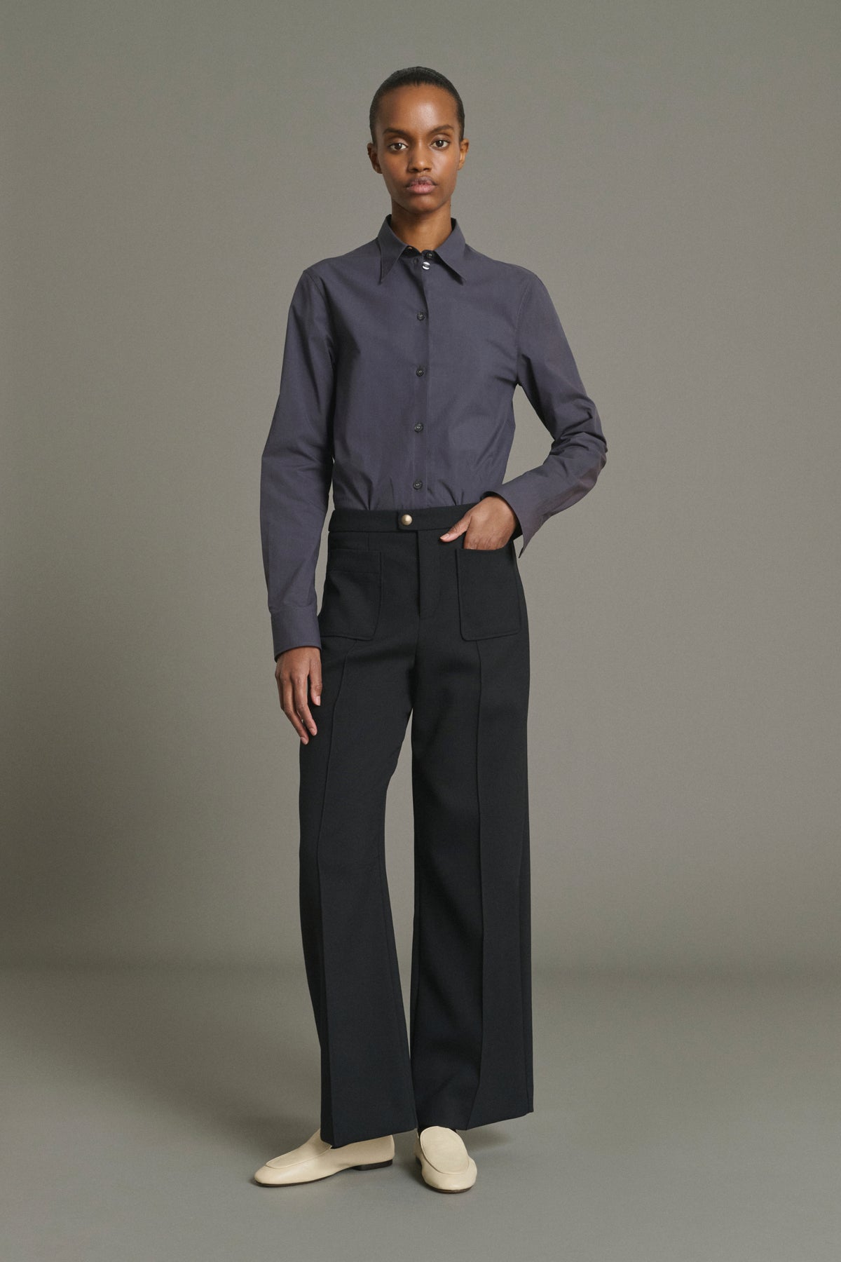 Pantalon Harry - Noir Laine Évasé 7/8e Femme - Soeur vue 5