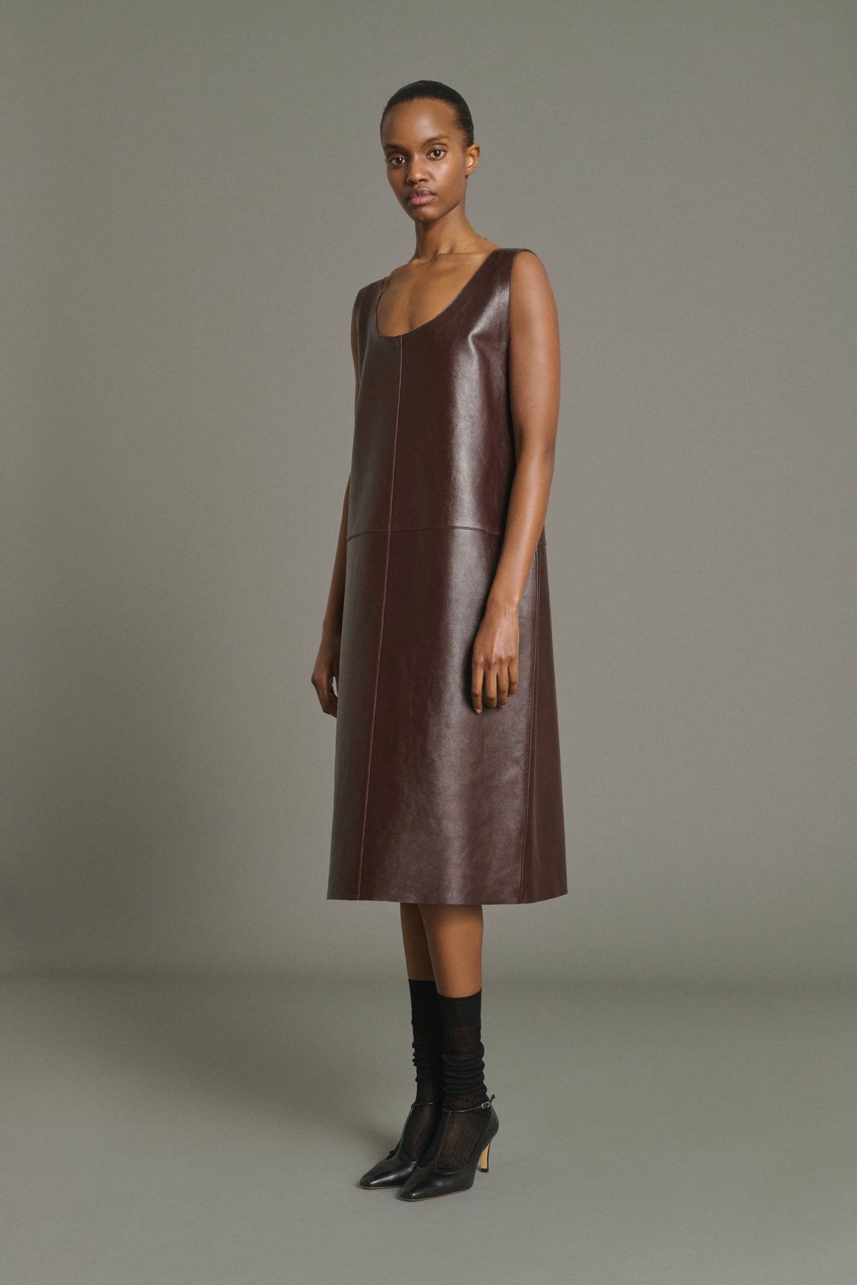 Robe Joa - Bordeaux - Cuir - Femme vue 1