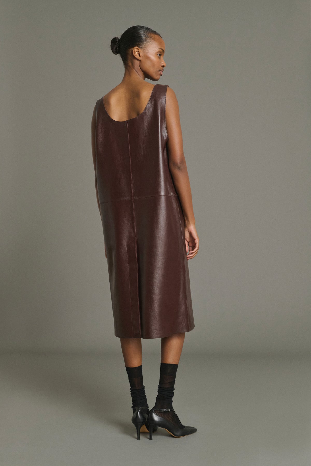 Robe Joa - Bordeaux - Cuir - Femme vue 2