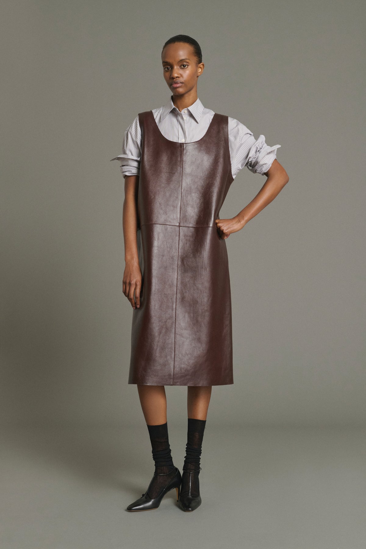 Robe Joa - Bordeaux - Cuir - Femme vue 5