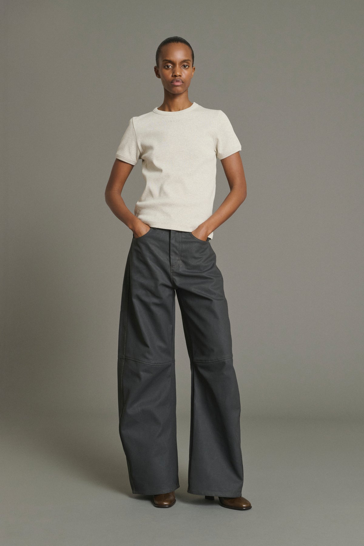 T-Shirt Aristide - Gris Chiné Coton Bio Côtes Femme - Soeur vue 5