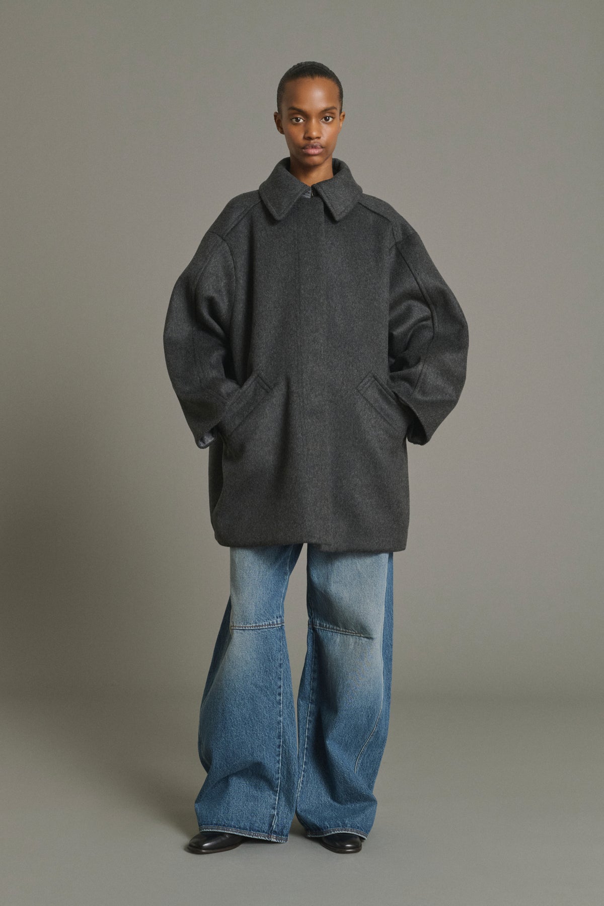 Manteau Kasper - Anthracite Chiné - Laine - Femme vue 1