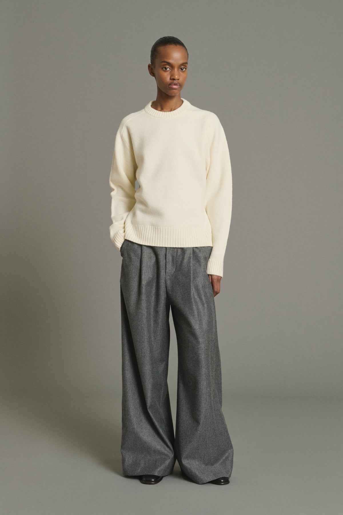Pull Jeremie - Écru - Laine Mérinos - Femme vue 3