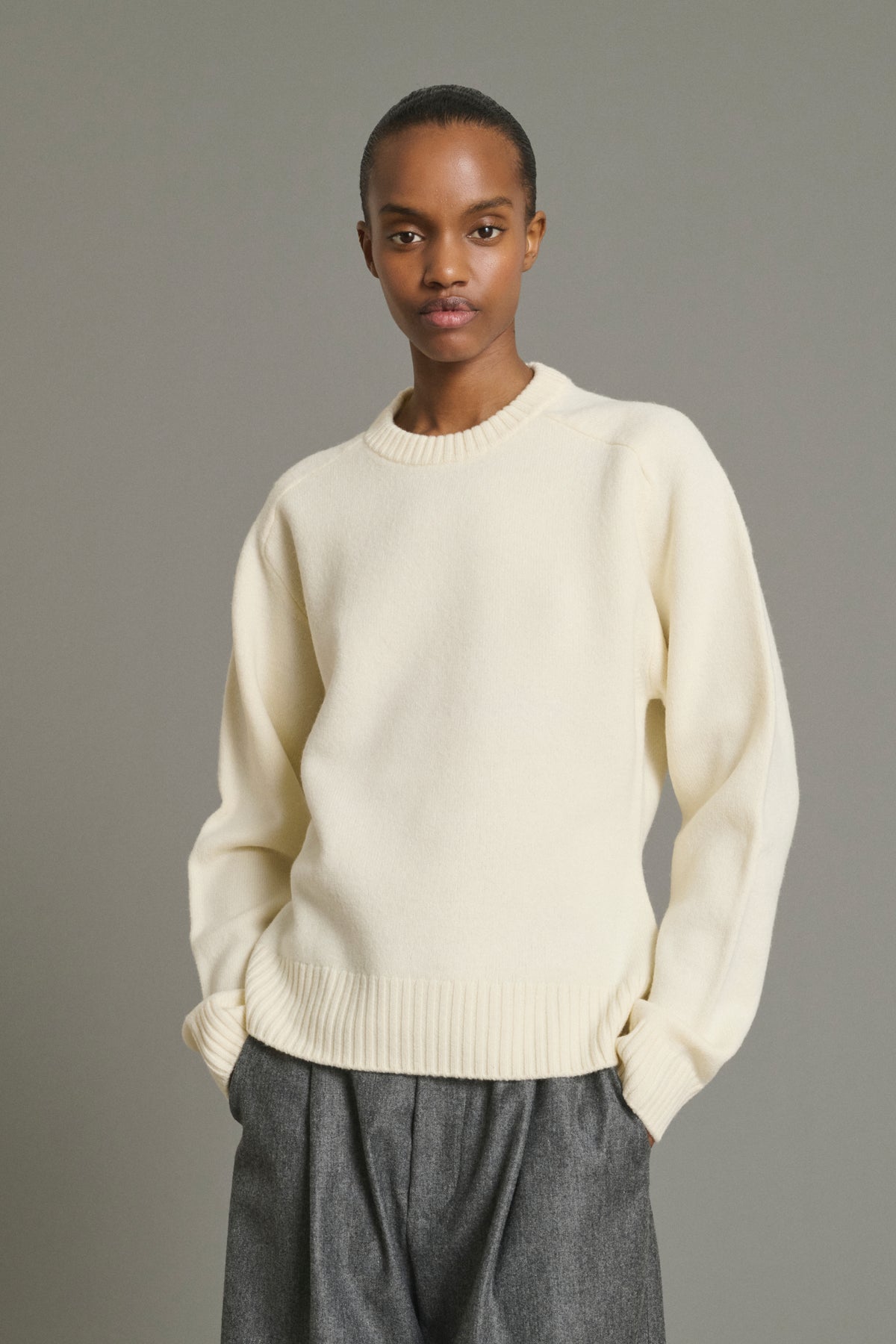 Pull Jeremie - Écru - Laine Mérinos - Femme vue 1