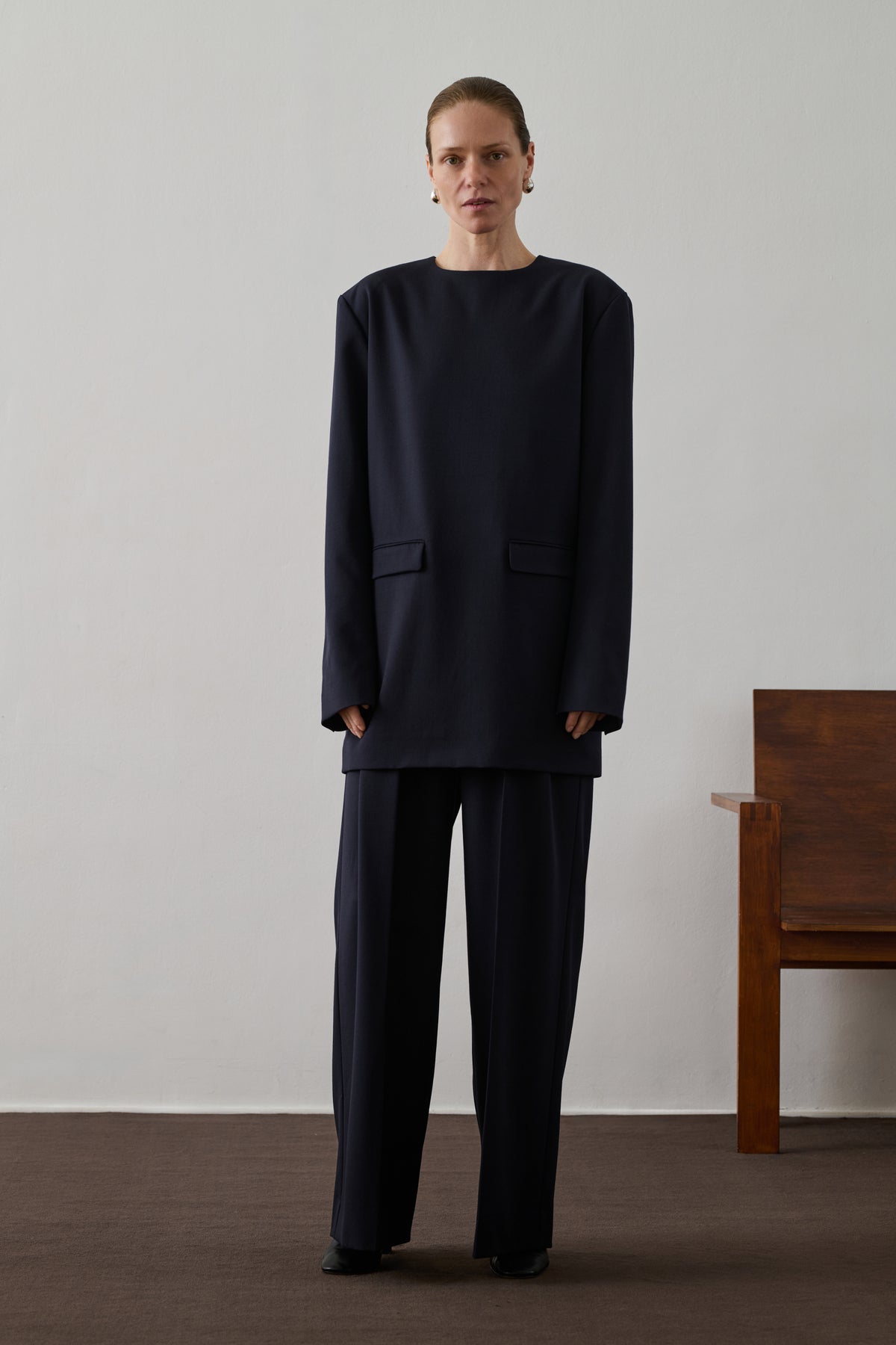 Goya dress - Midnight Blue - Wool - Women vue 4