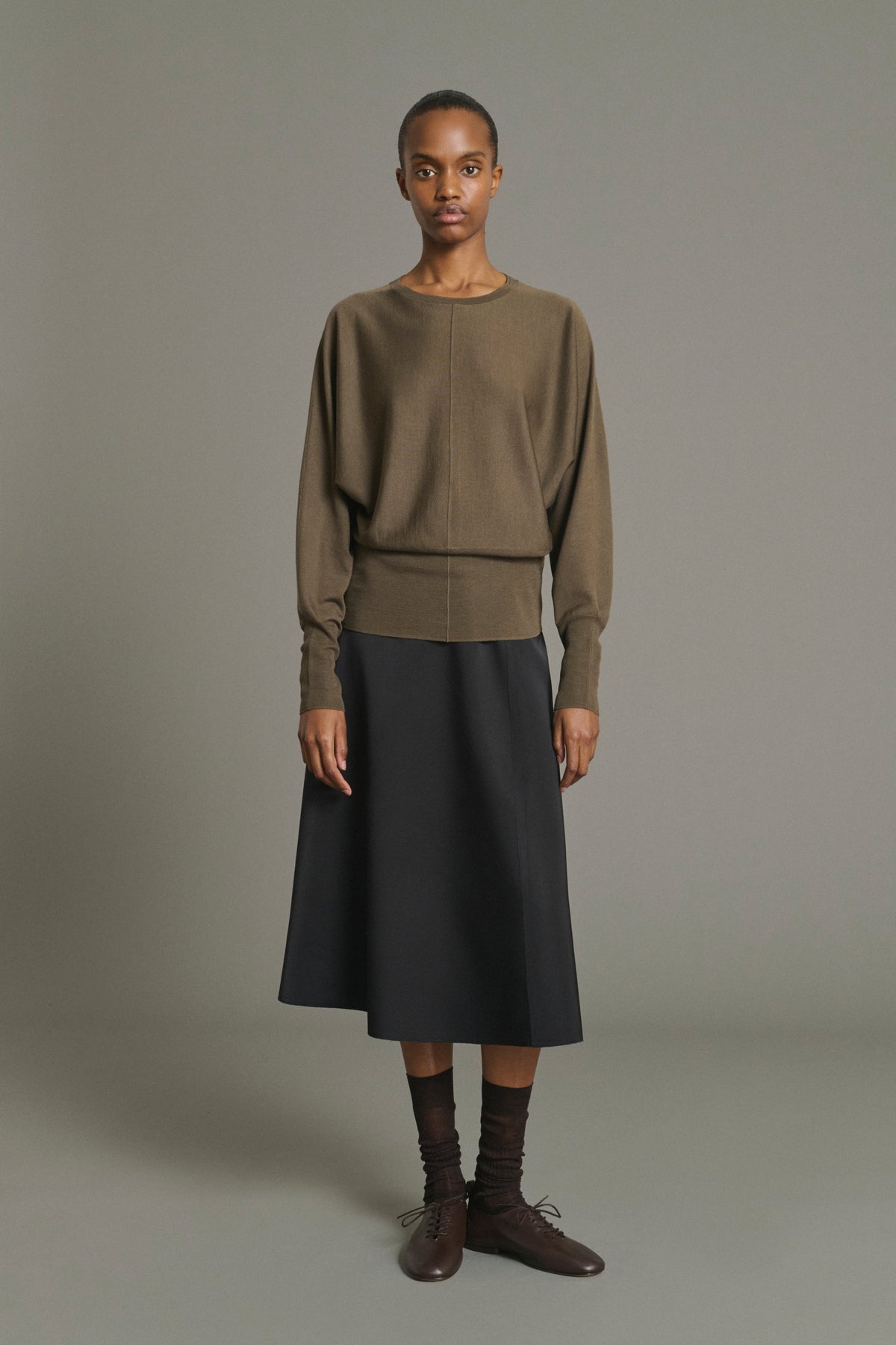 Pull Lina - Kaki - Laine Mérinos - Femme vue 1