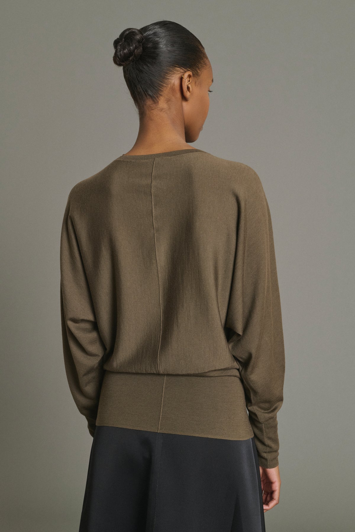 Pull Lina - Kaki - Laine Mérinos - Femme vue 4