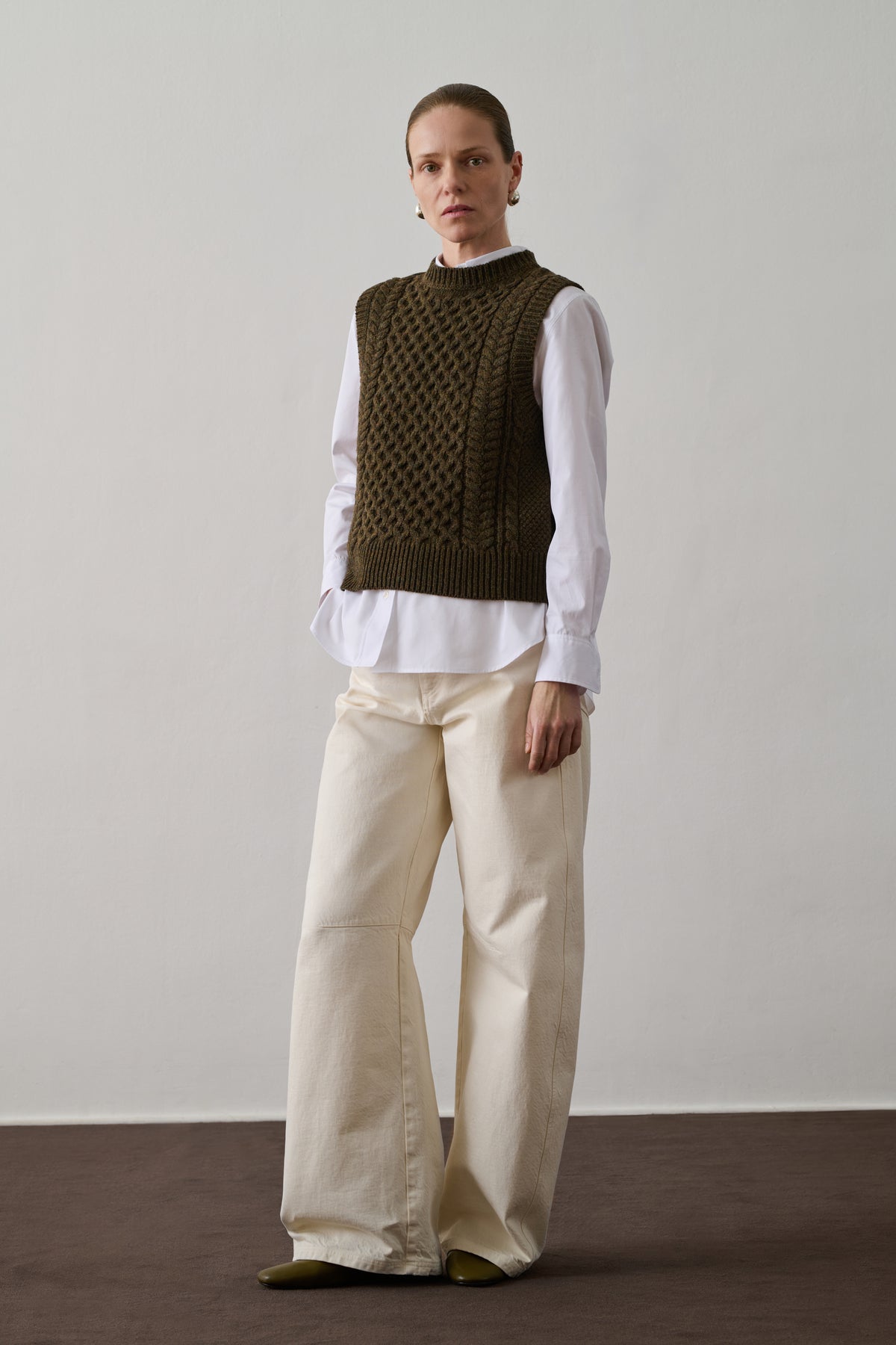 Pull Gareth - Kaki Chiné - Laine - Femme vue 1