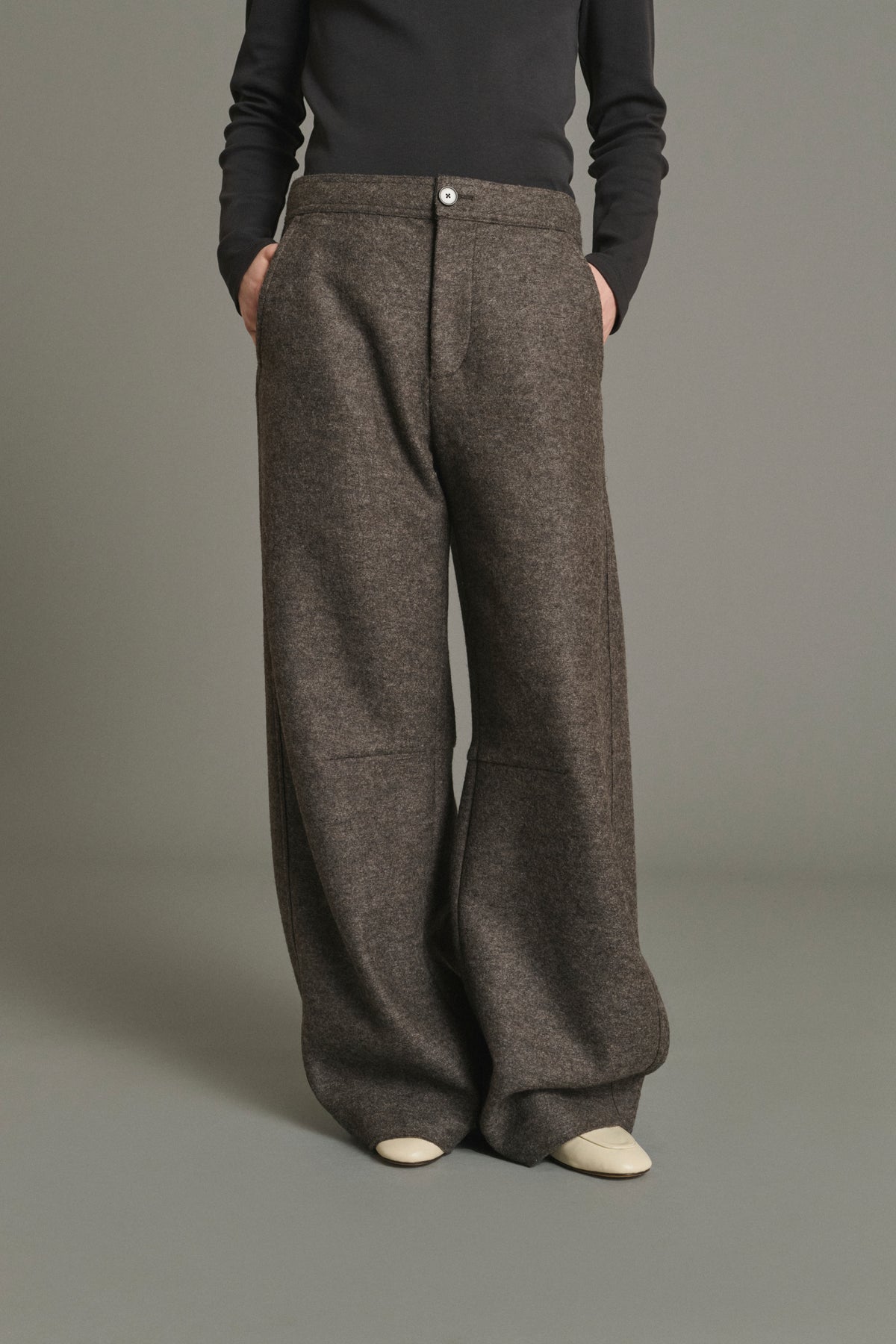 Pantalon Gibson - Taupe Chiné - Laine - Femme vue 3