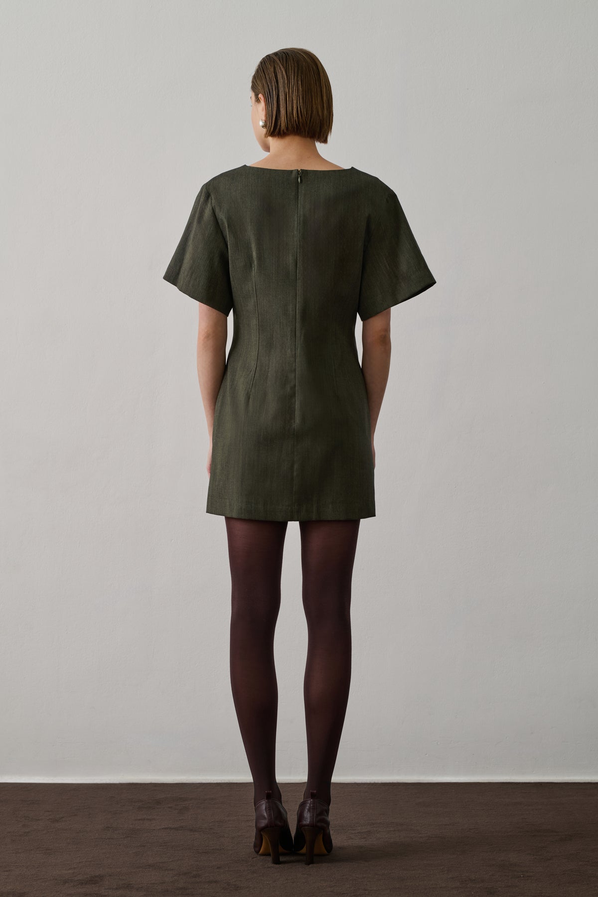 Gladys dress - Khaki Marl - Wool - Women vue 2