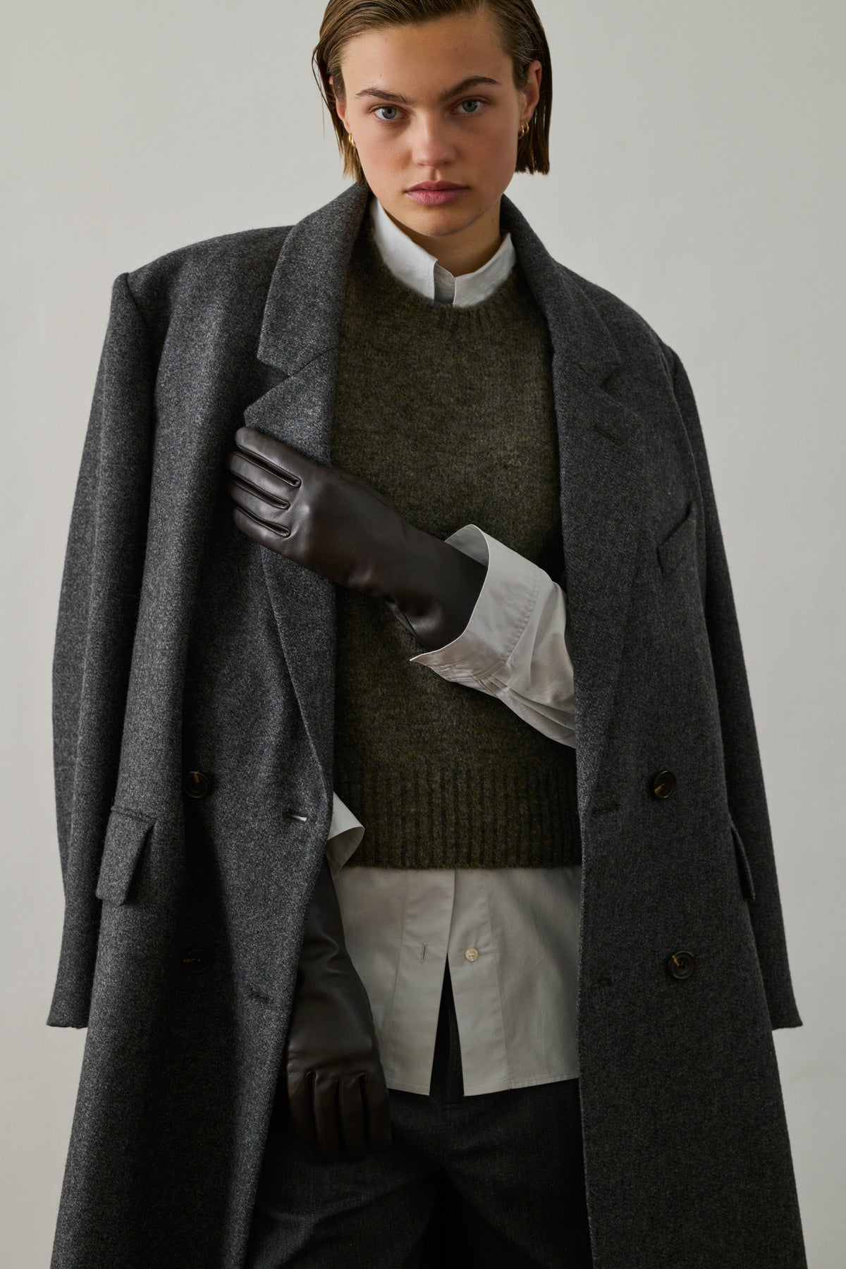 Gants Belleville - Marron Foncé - Cuir - Femme vue 2