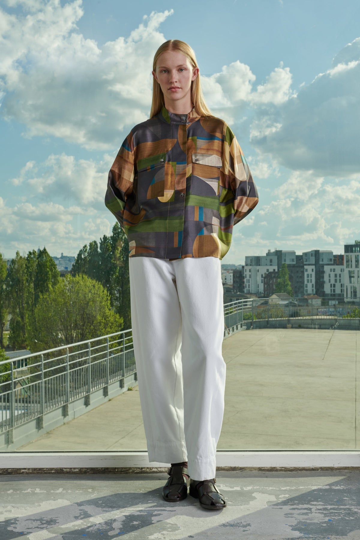 BLOUSE RITA VERT/MARRON