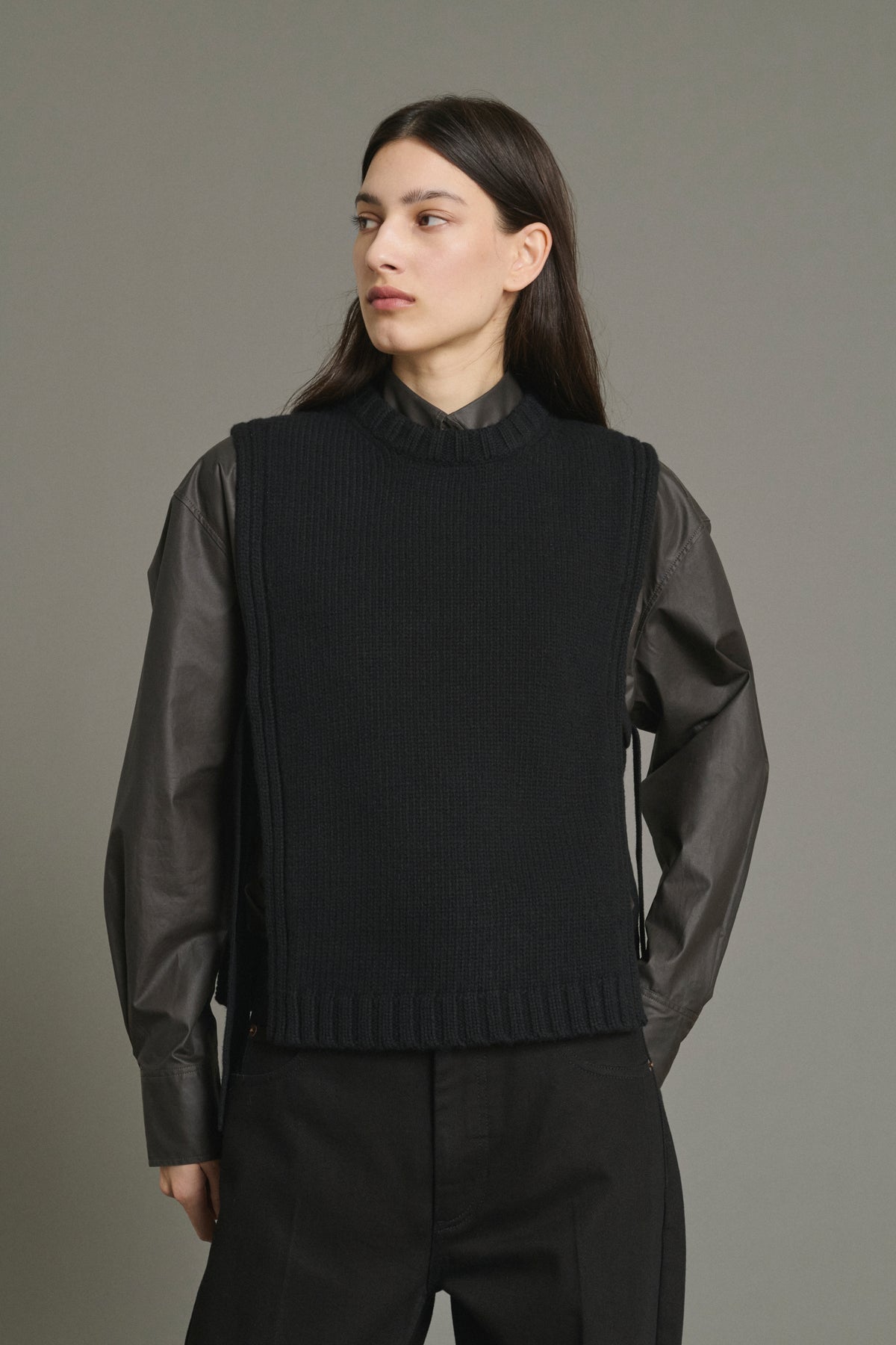 Pull Uzel - Noir - Laine - Femme vue 1