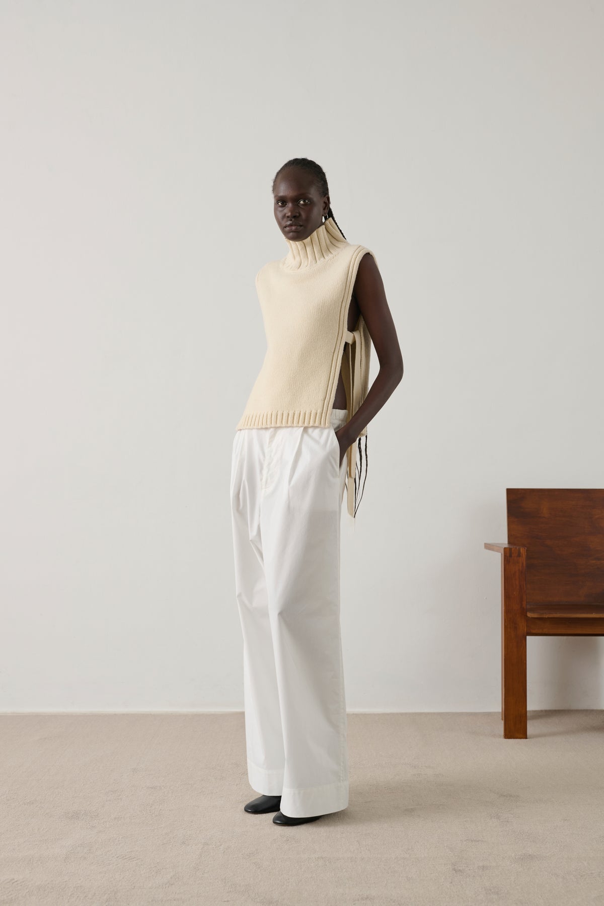 Pull Or - Ecru - Laine - Femme vue 5