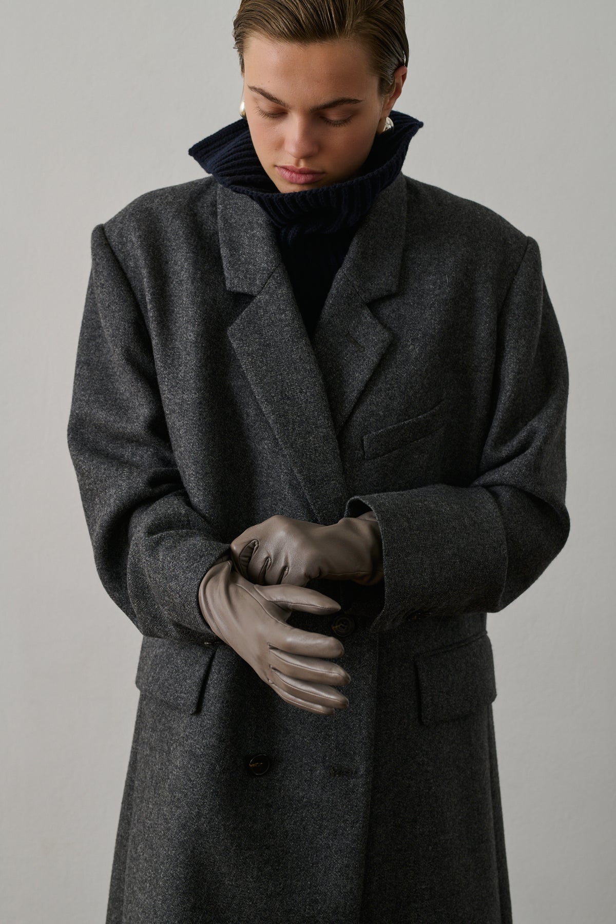 Gants Belleville - Gris - Cuir - Femme