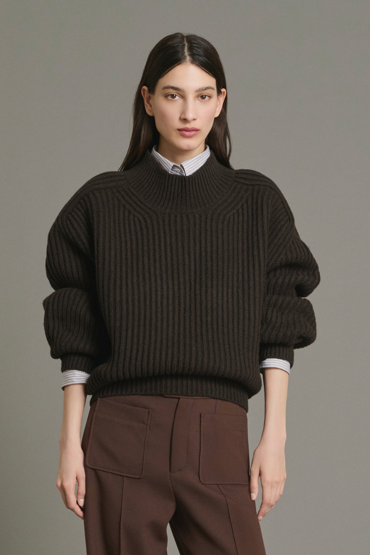 Pull Flamand - Chocolat - Laine Mérinos - Femme vue 1