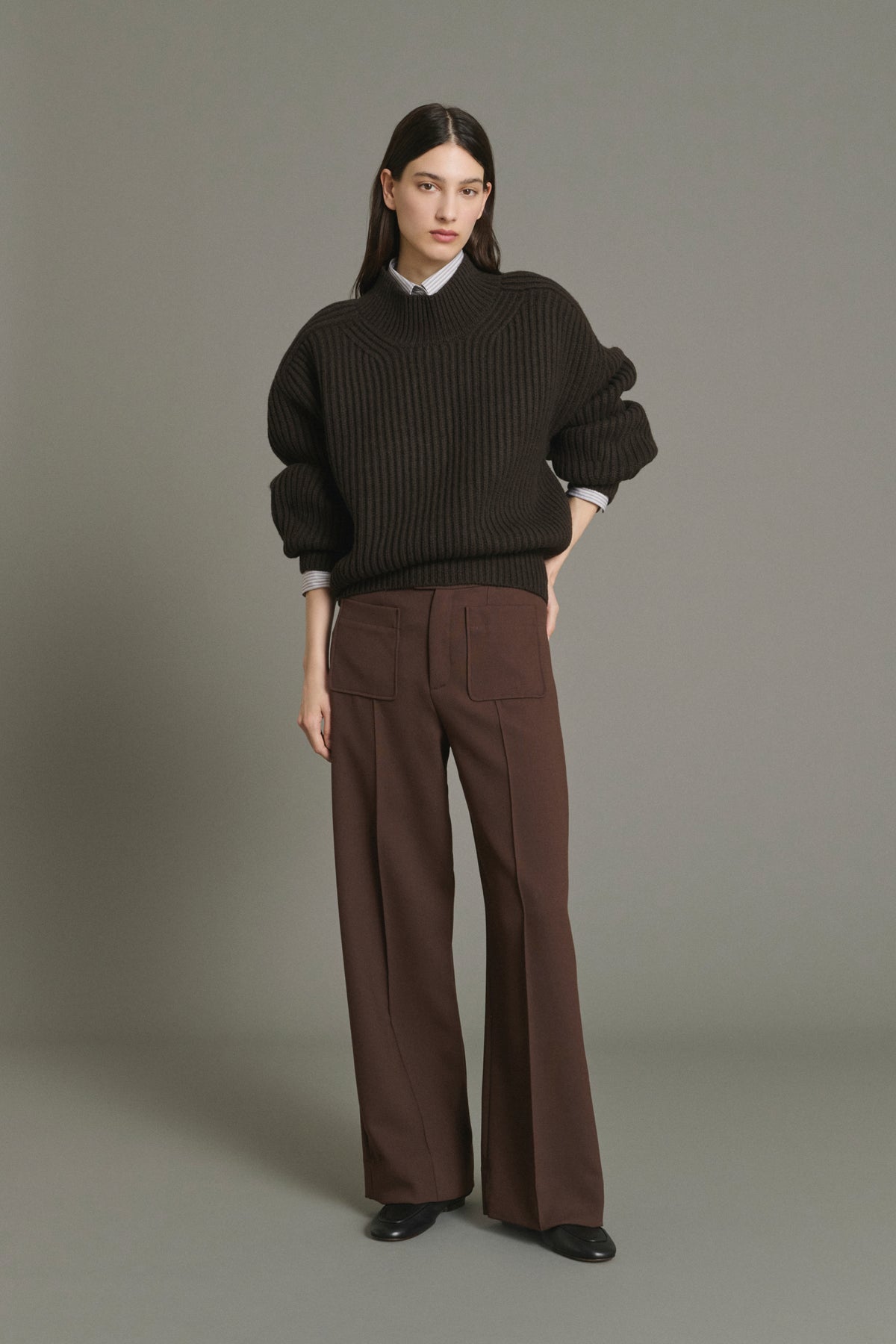 Pull Flamand - Chocolat - Laine Mérinos - Femme vue 2