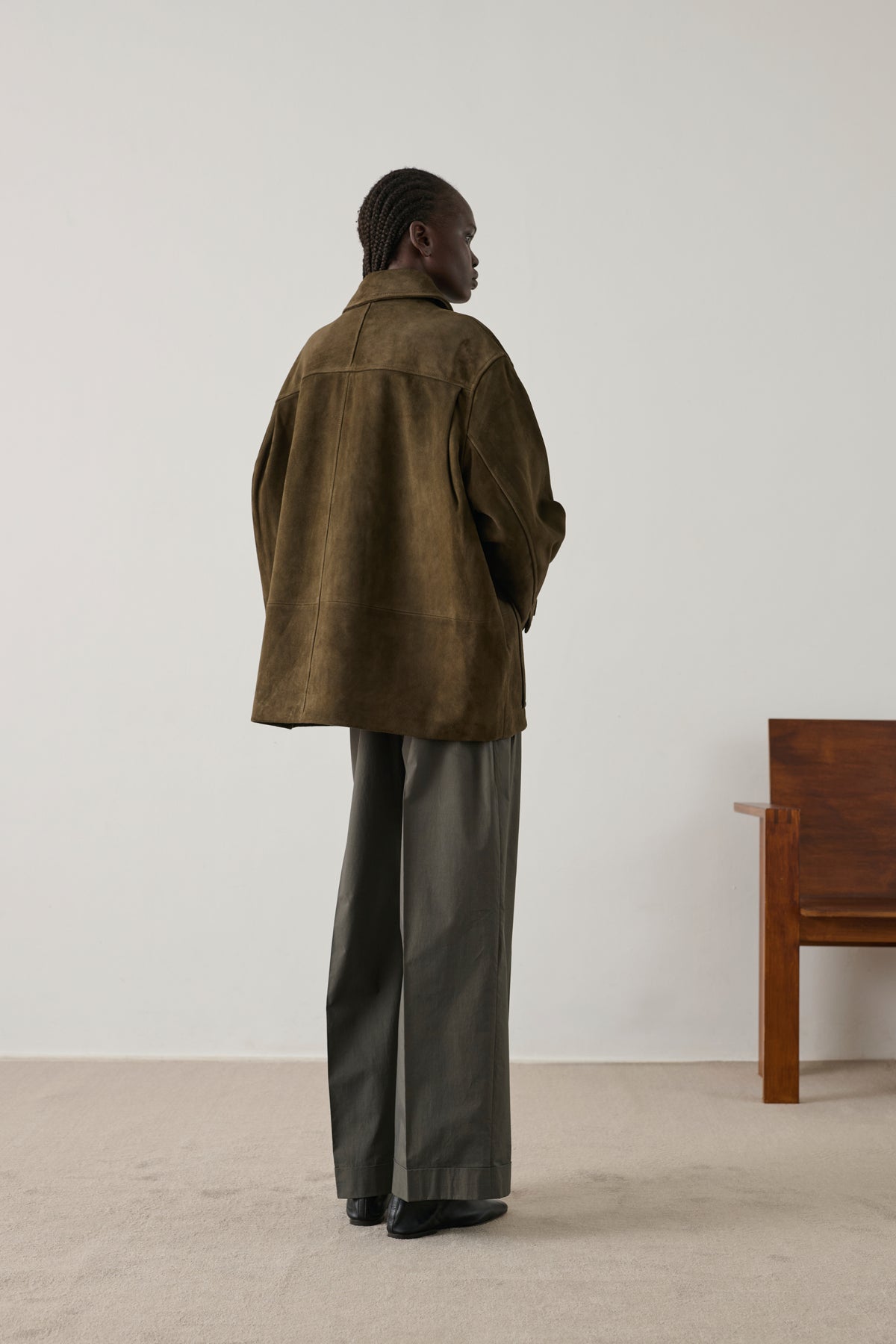 Veste Vincenzo - Kaki Foncé - Cuir - Femme vue 3