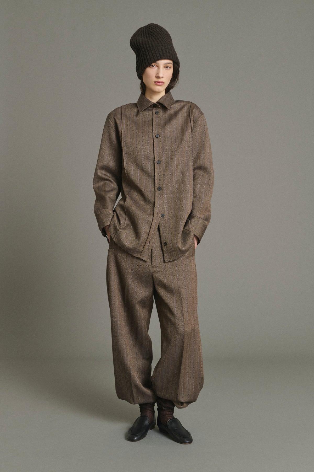 Camisa Lisbonne - Marrón/Malva - Lana - Mujer