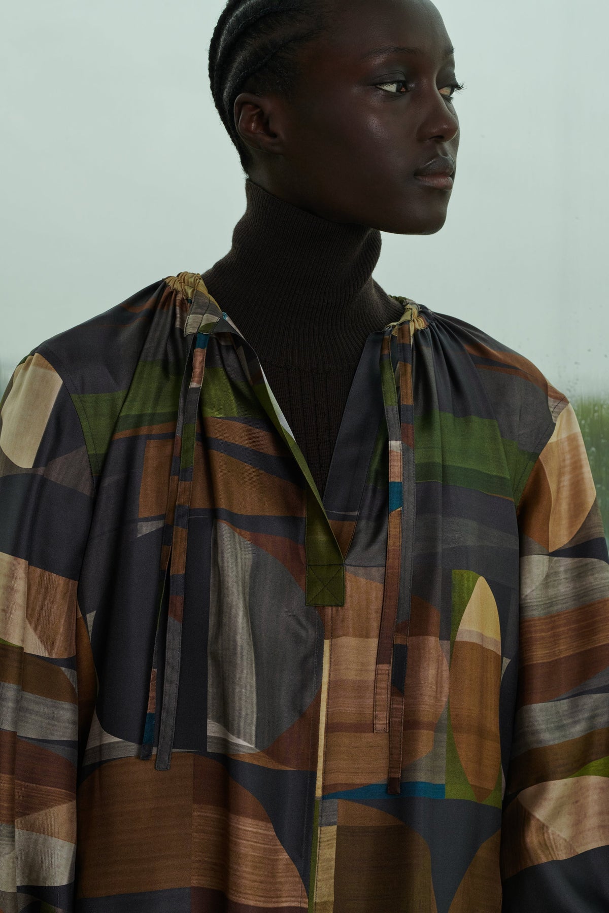 ROBE VANZY VERT/MARRON